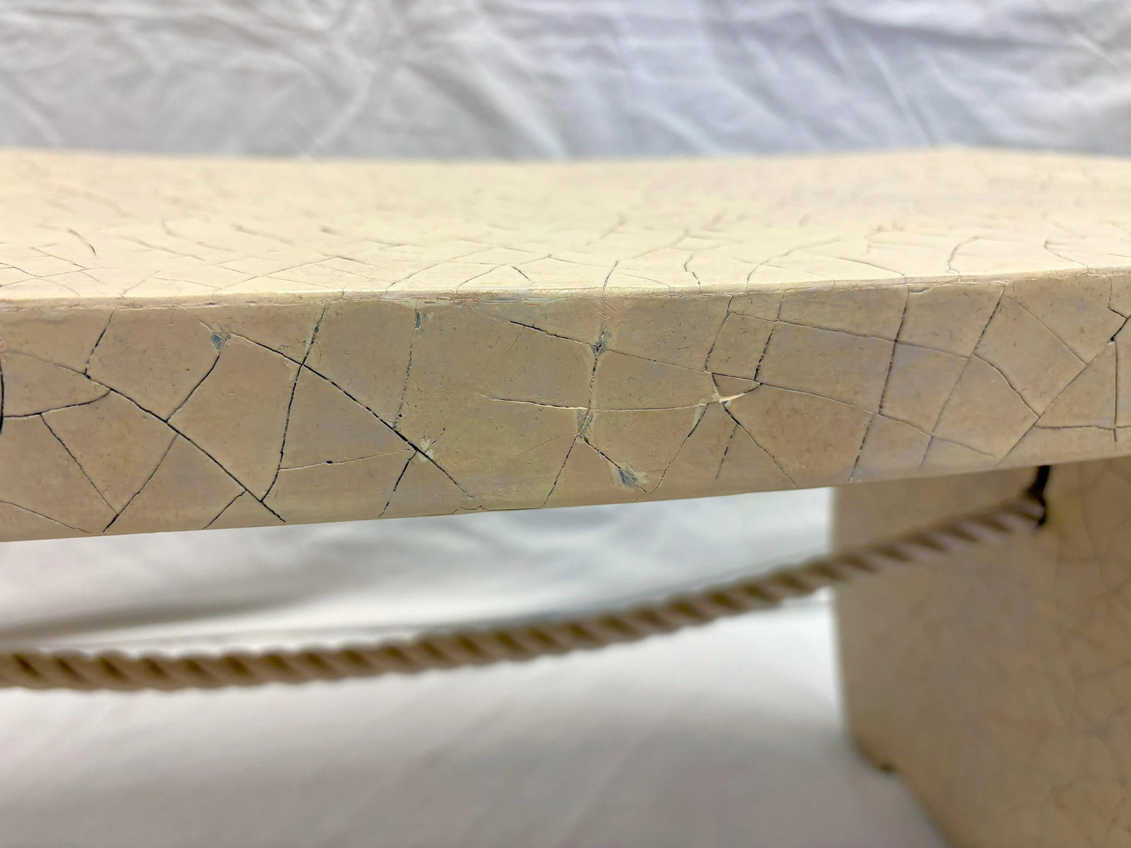 Vintage Tassel Pagoda Bench by Thomas Pheasant for Baker Furniture in Crackle Finish - 12