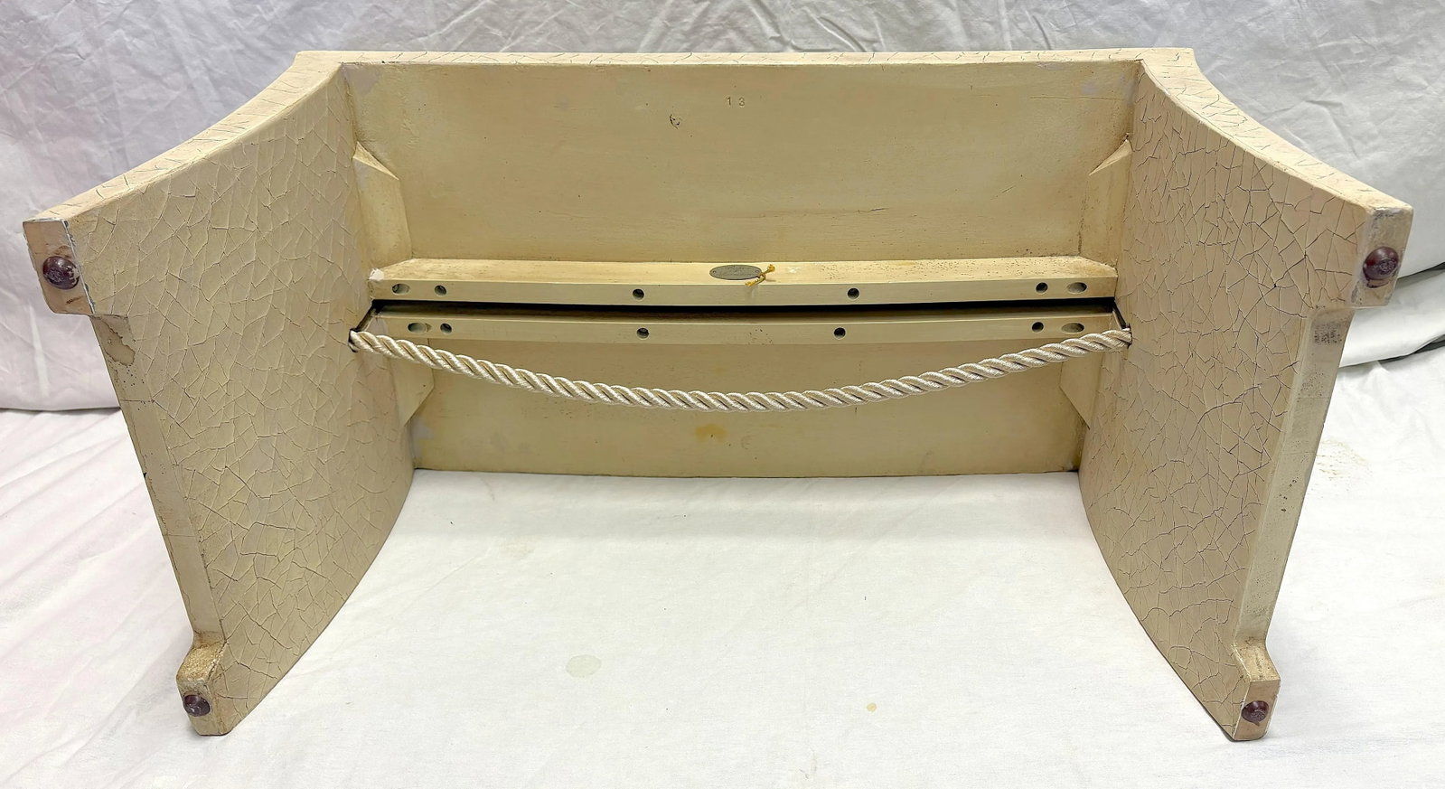 Vintage Tassel Pagoda Bench by Thomas Pheasant for Baker Furniture in Crackle Finish - 8
