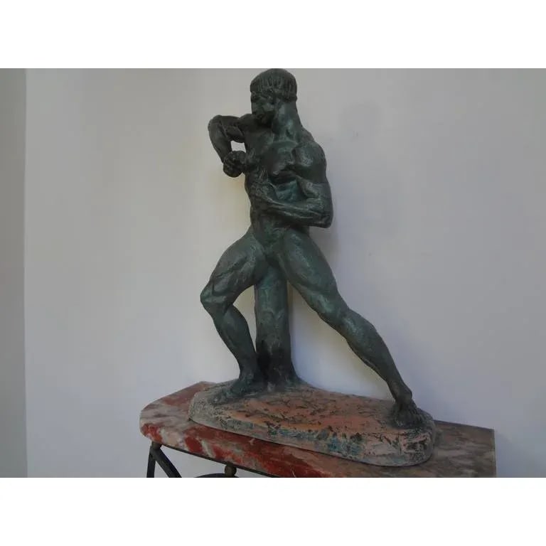1930's French Art Deco Terracotta Sculpture, Signed Bargas - 4