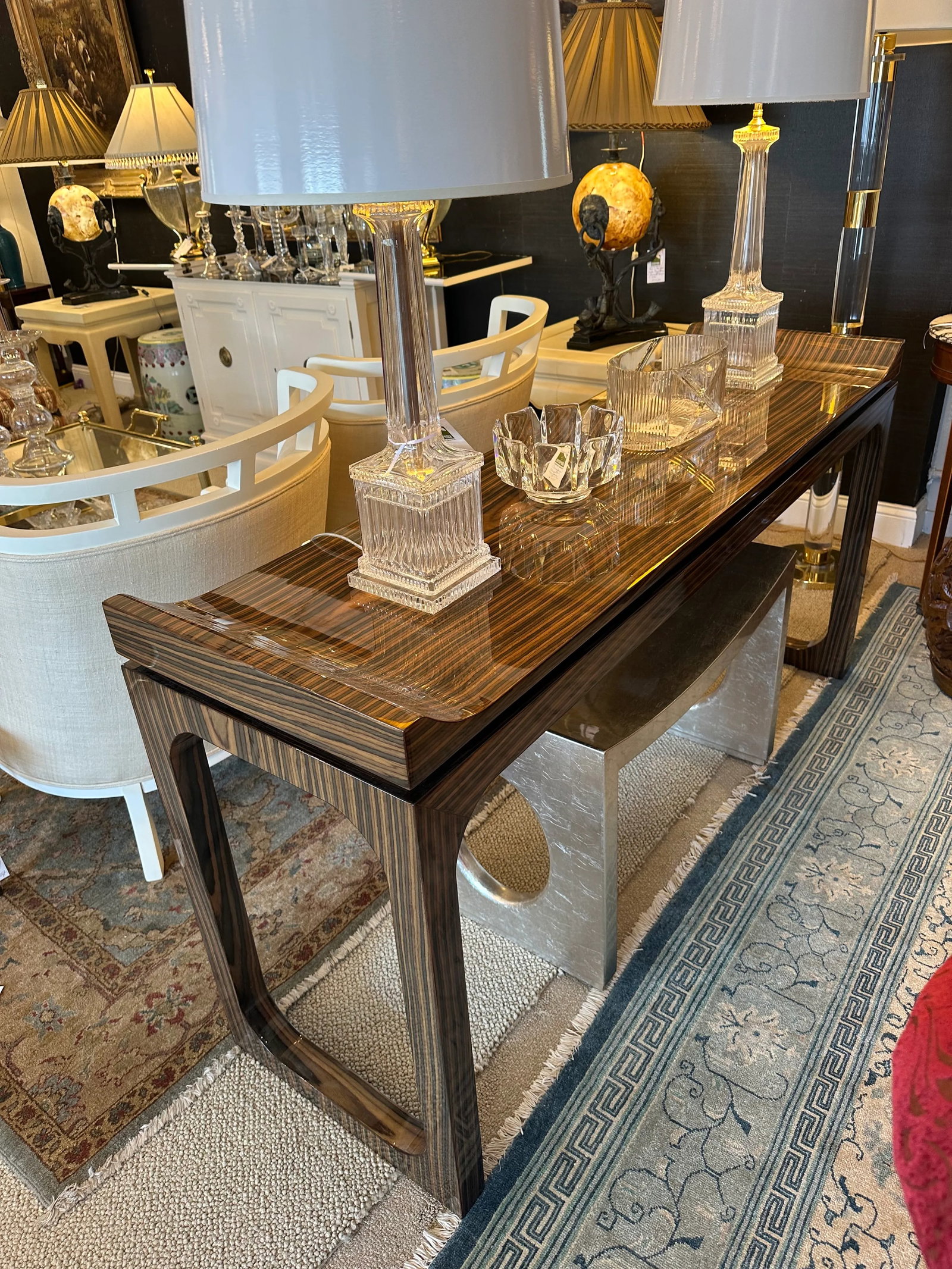 Art Deco Macassar Veneer Lacquered Console - 10