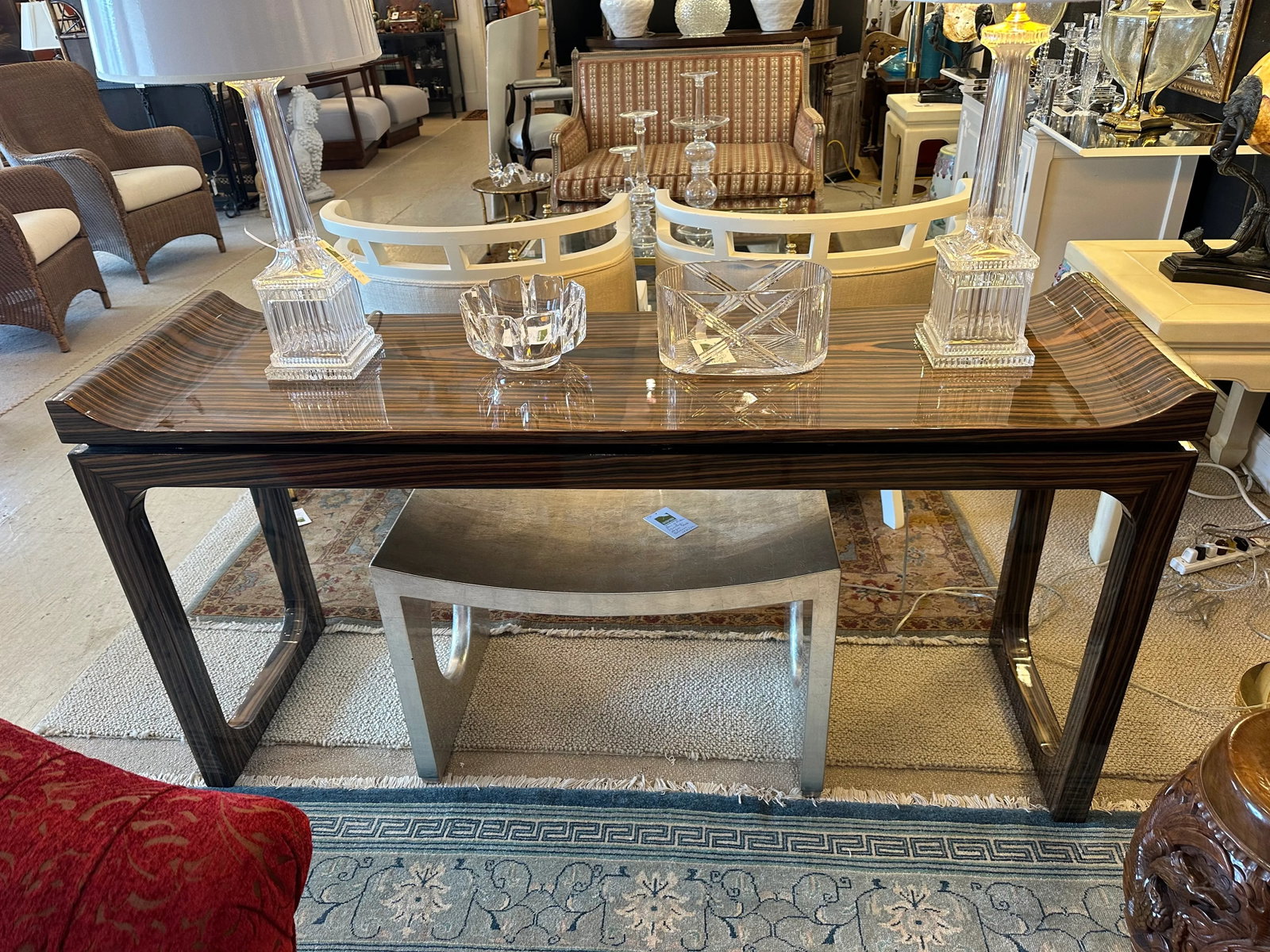 Art Deco Macassar Veneer Lacquered Console - 11