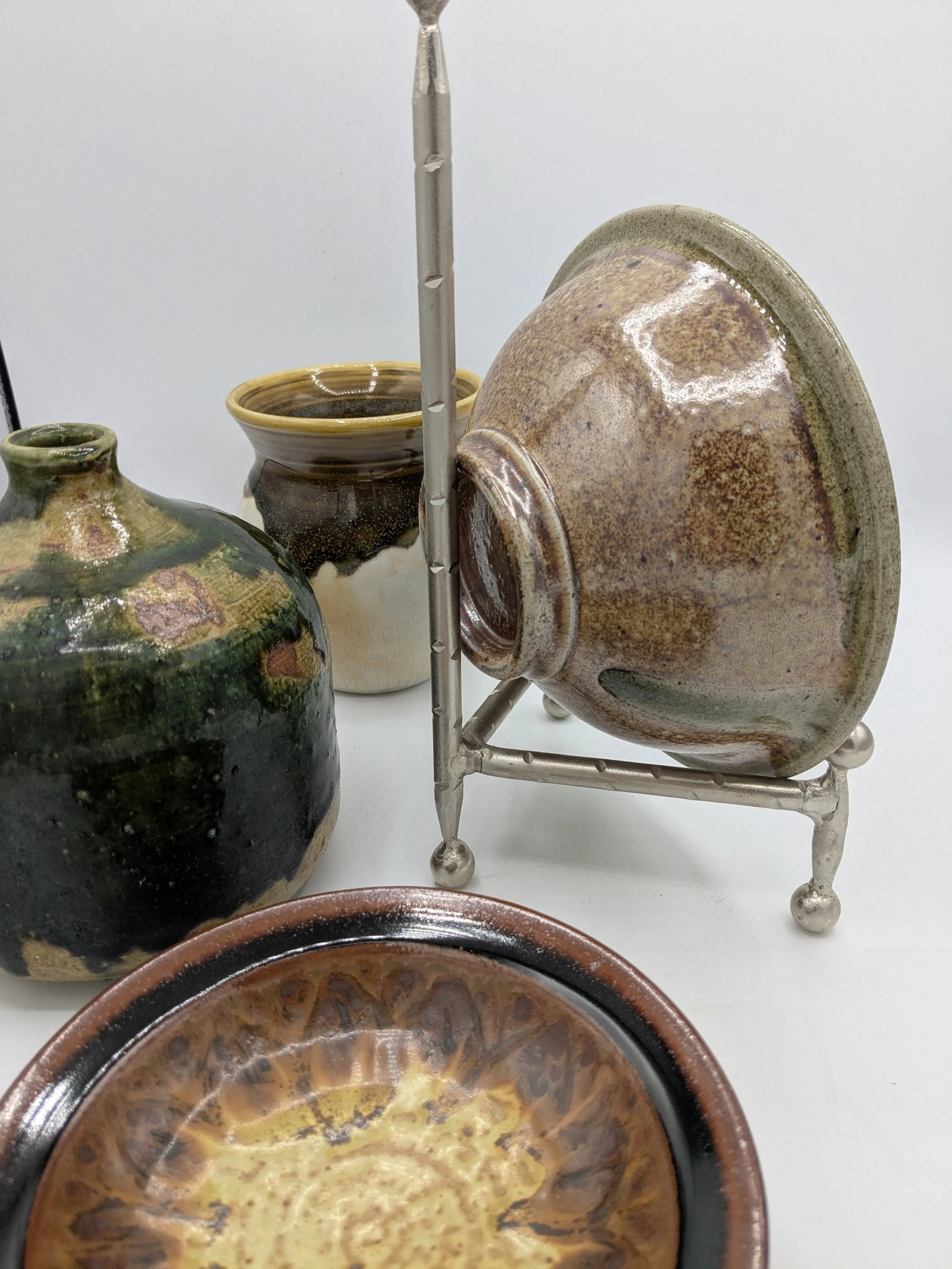 Mid 20th Century Group of 4 Earth Toned Studio Pottery Dishes - 5