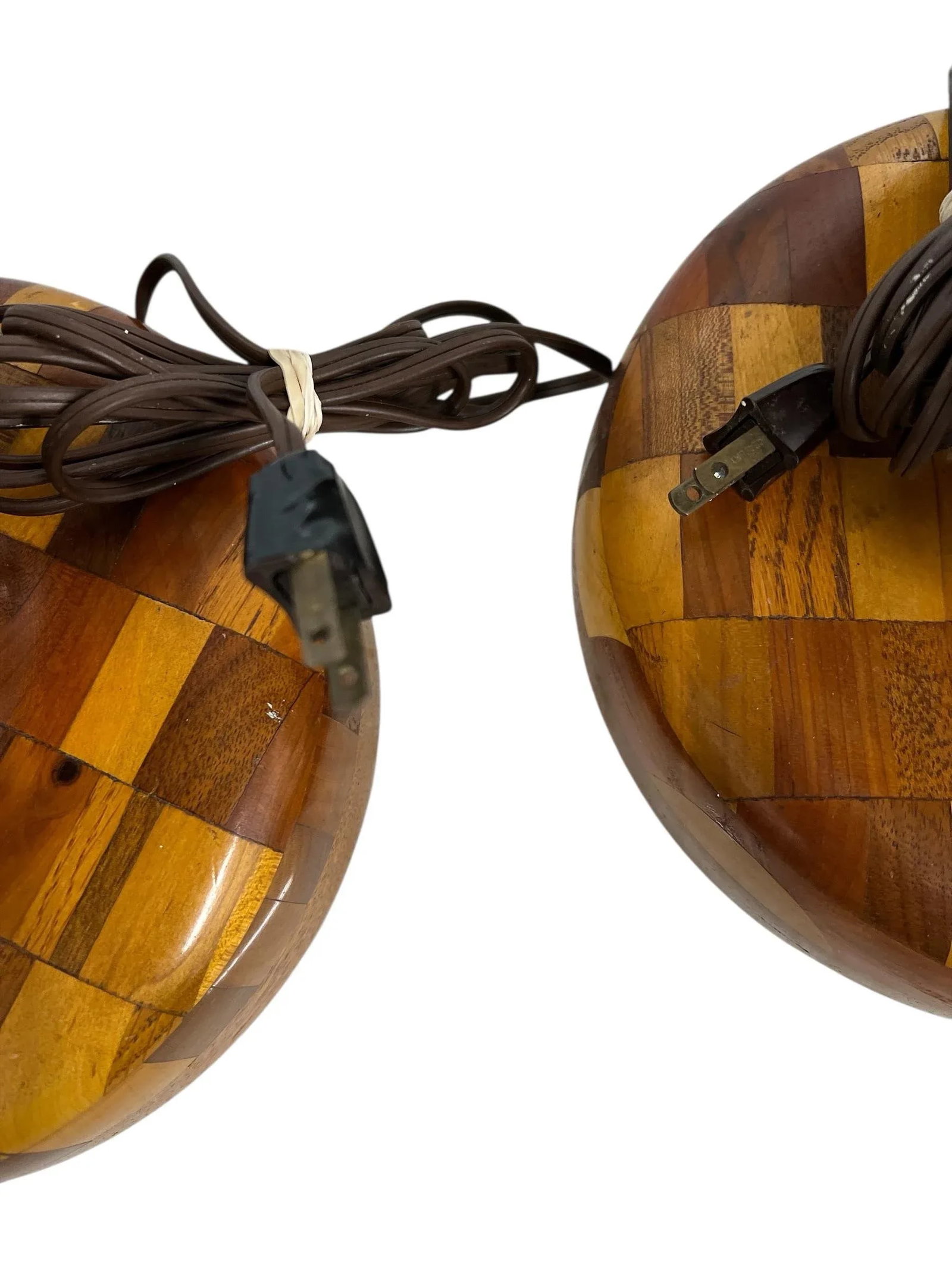 Mid Century Marquetry Lamps - A Pair - 6