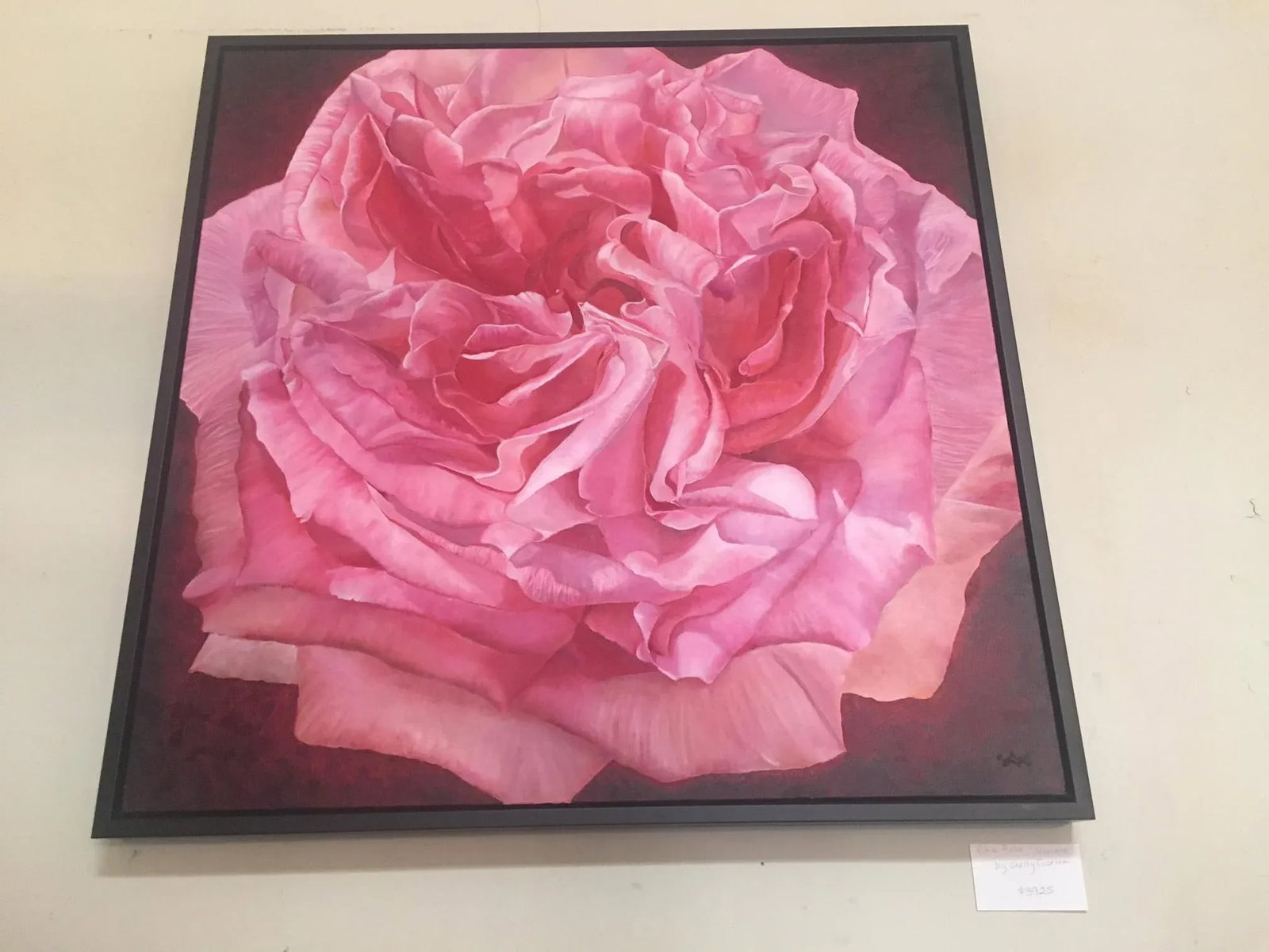 Framed Oil on Canvas Pink Rose " Viviene" by Shelly Gurton - 2