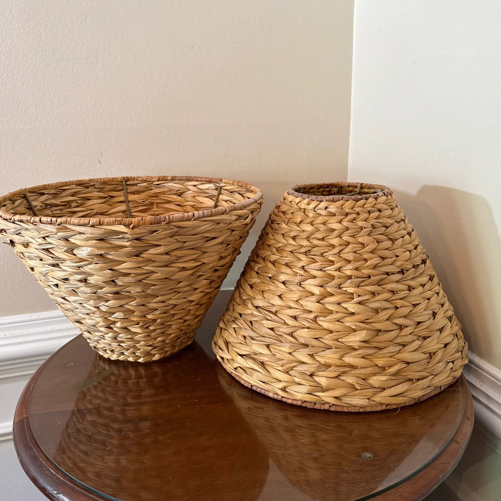 1970s Water Hyacinth Sconce Lamp Shade - A Pair - 10