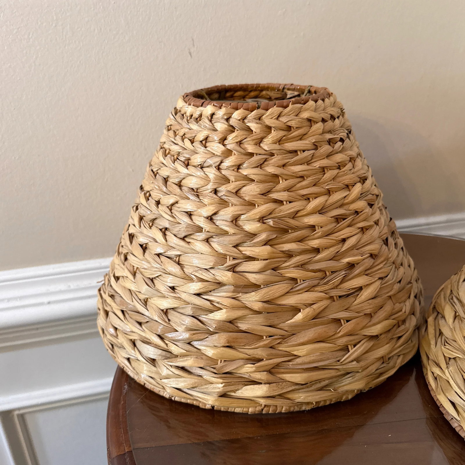 1970s Water Hyacinth Sconce Lamp Shade - A Pair - 4