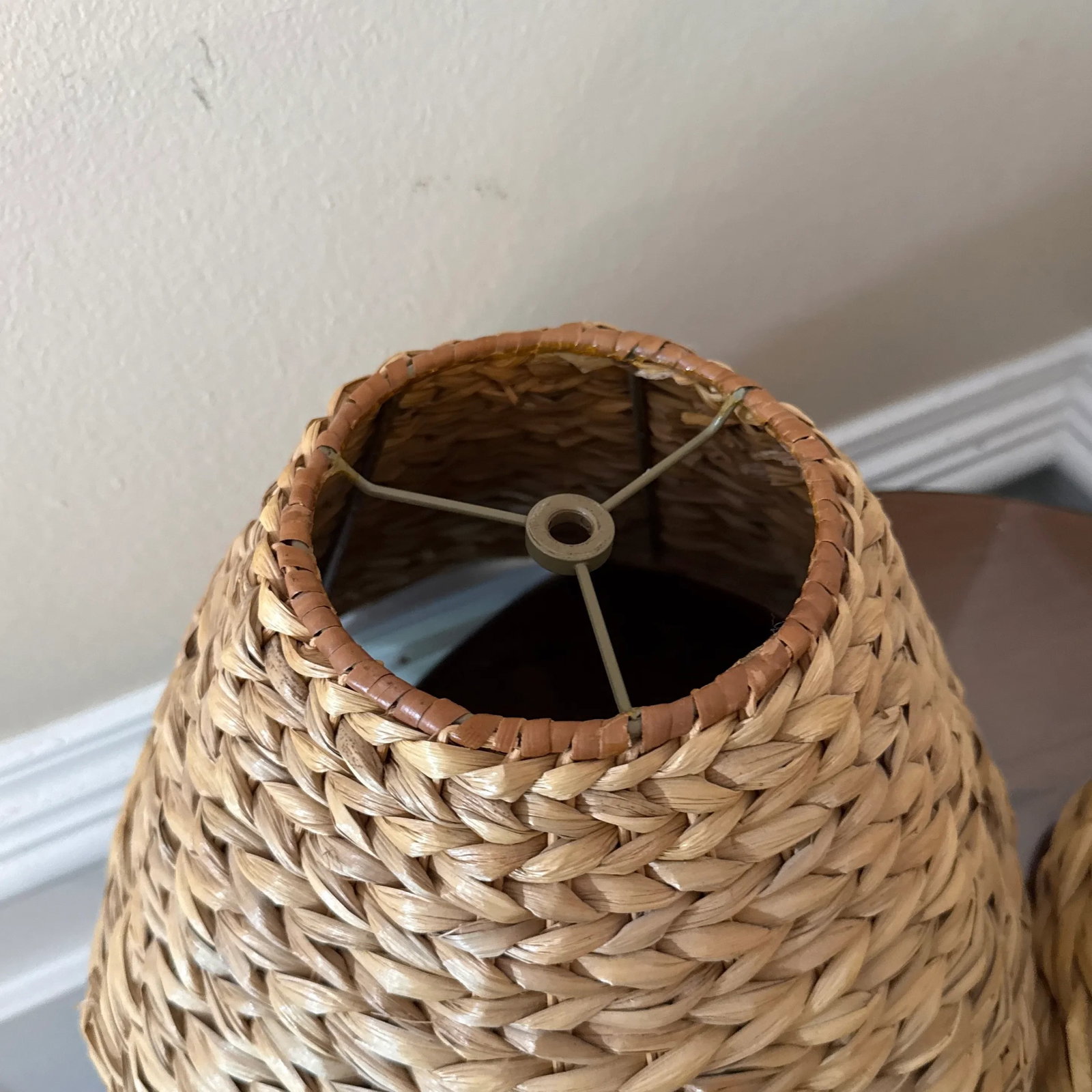 1970s Water Hyacinth Sconce Lamp Shade - A Pair - 5