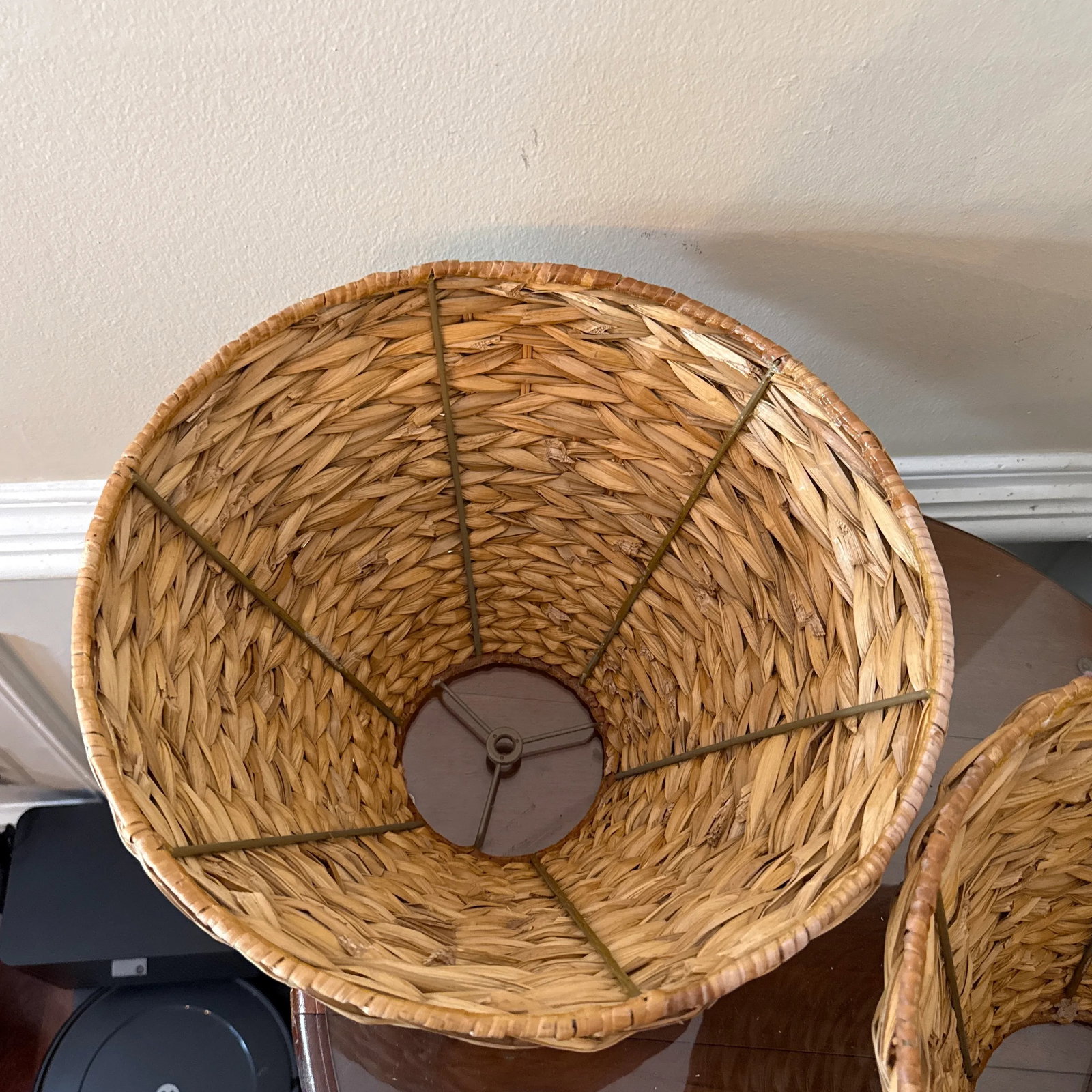 1970s Water Hyacinth Sconce Lamp Shade - A Pair - 8