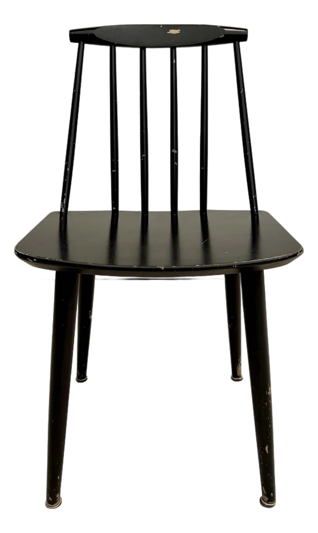 1960's Mid-Century Danish Modern Folke Palsson Model J77 Black Side Chair (1 of 11)