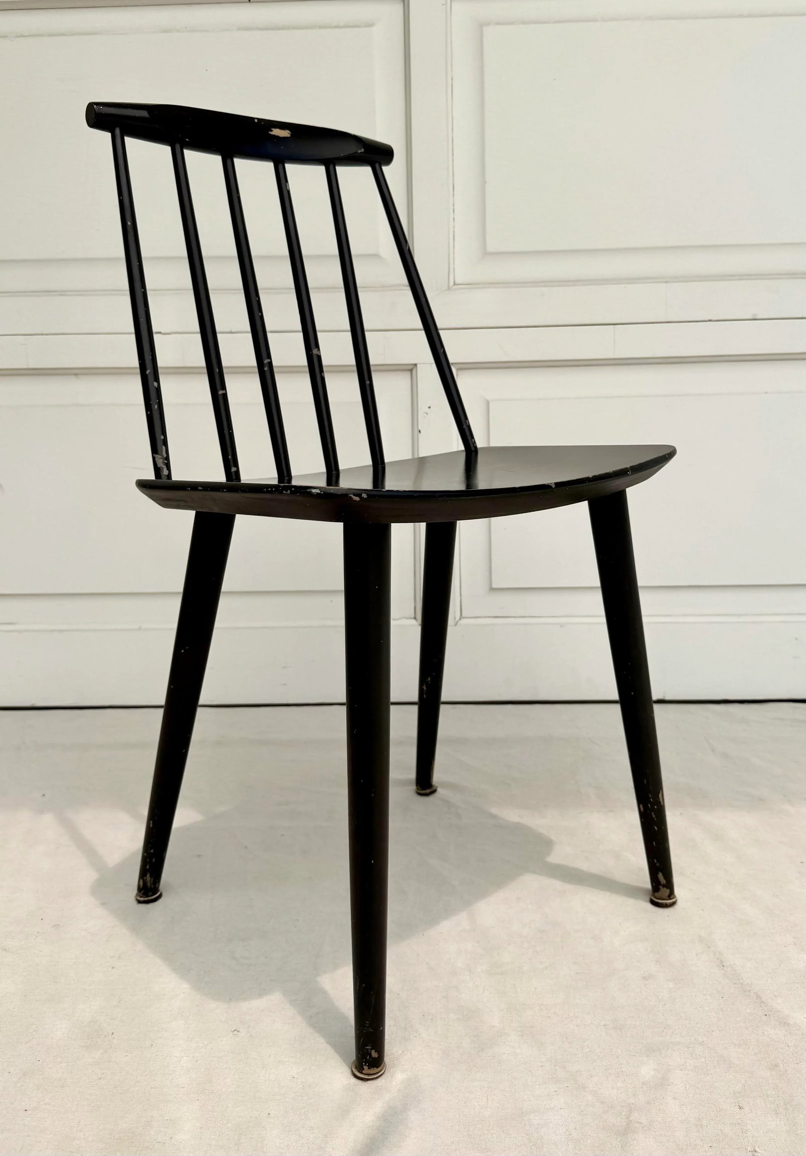 1960's Mid-Century Danish Modern Folke Palsson Model J77 Black Side Chair - 2