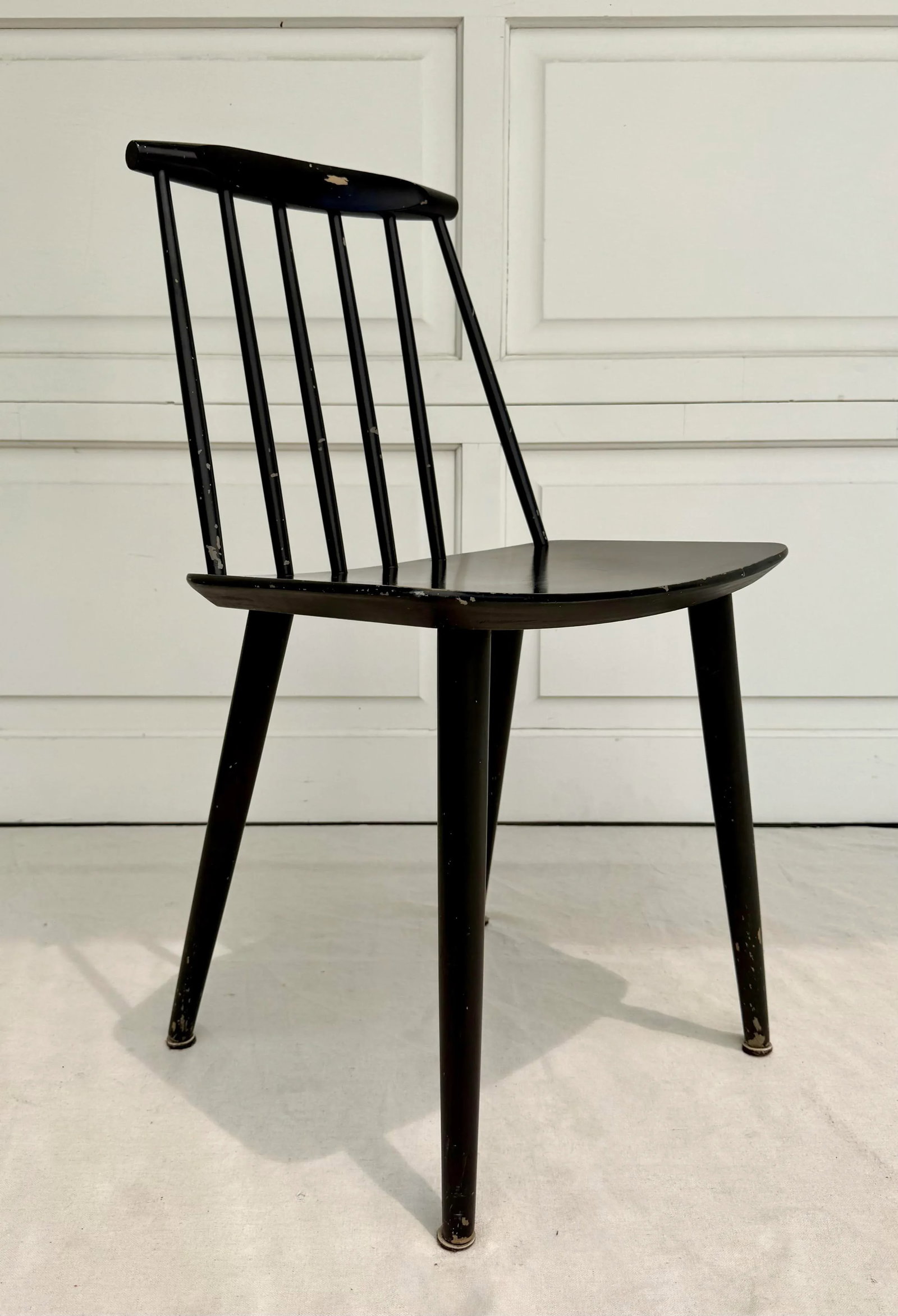 1960's Mid-Century Danish Modern Folke Palsson Model J77 Black Side Chair - 3