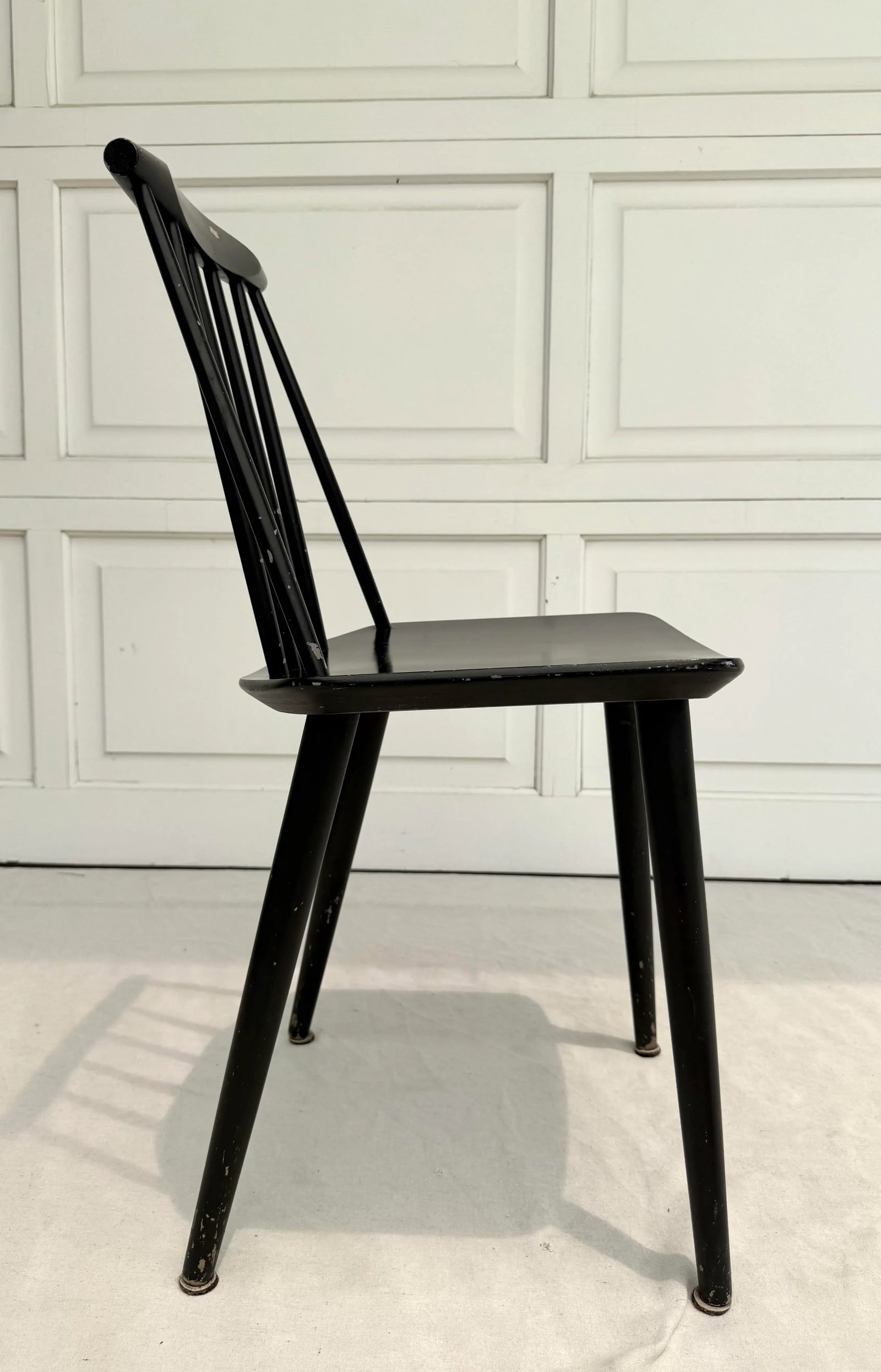 1960's Mid-Century Danish Modern Folke Palsson Model J77 Black Side Chair - 5