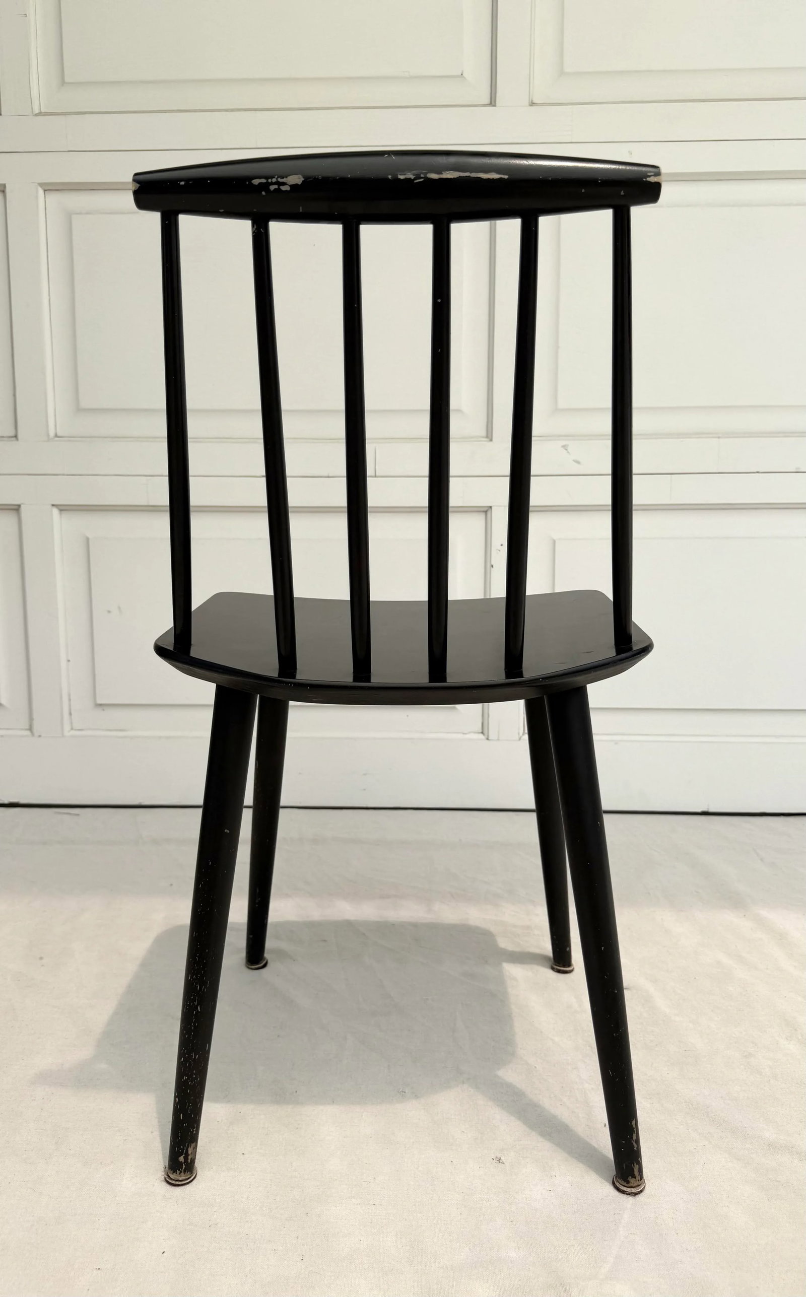 1960's Mid-Century Danish Modern Folke Palsson Model J77 Black Side Chair - 6