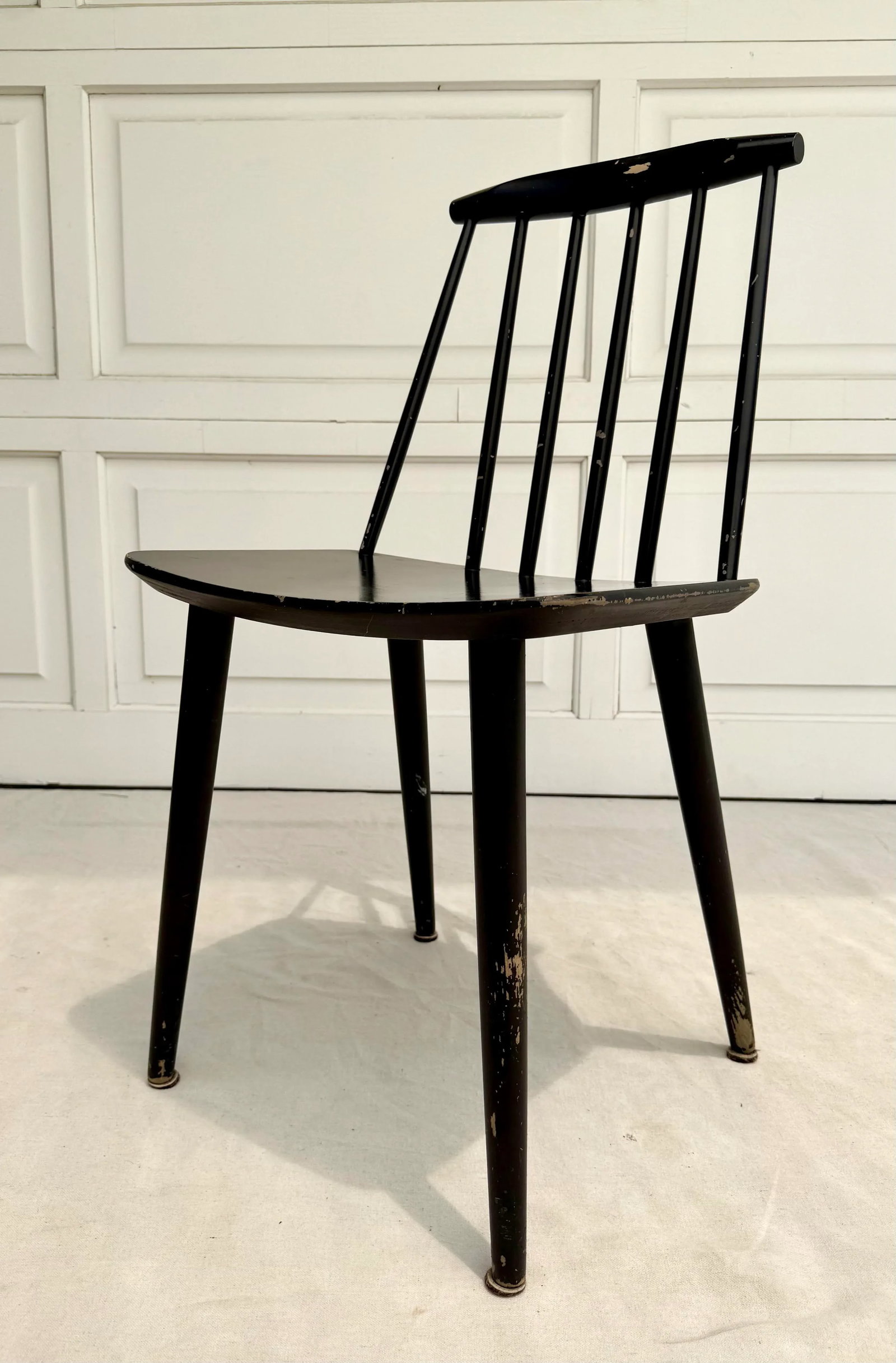 1960's Mid-Century Danish Modern Folke Palsson Model J77 Black Side Chair - 7