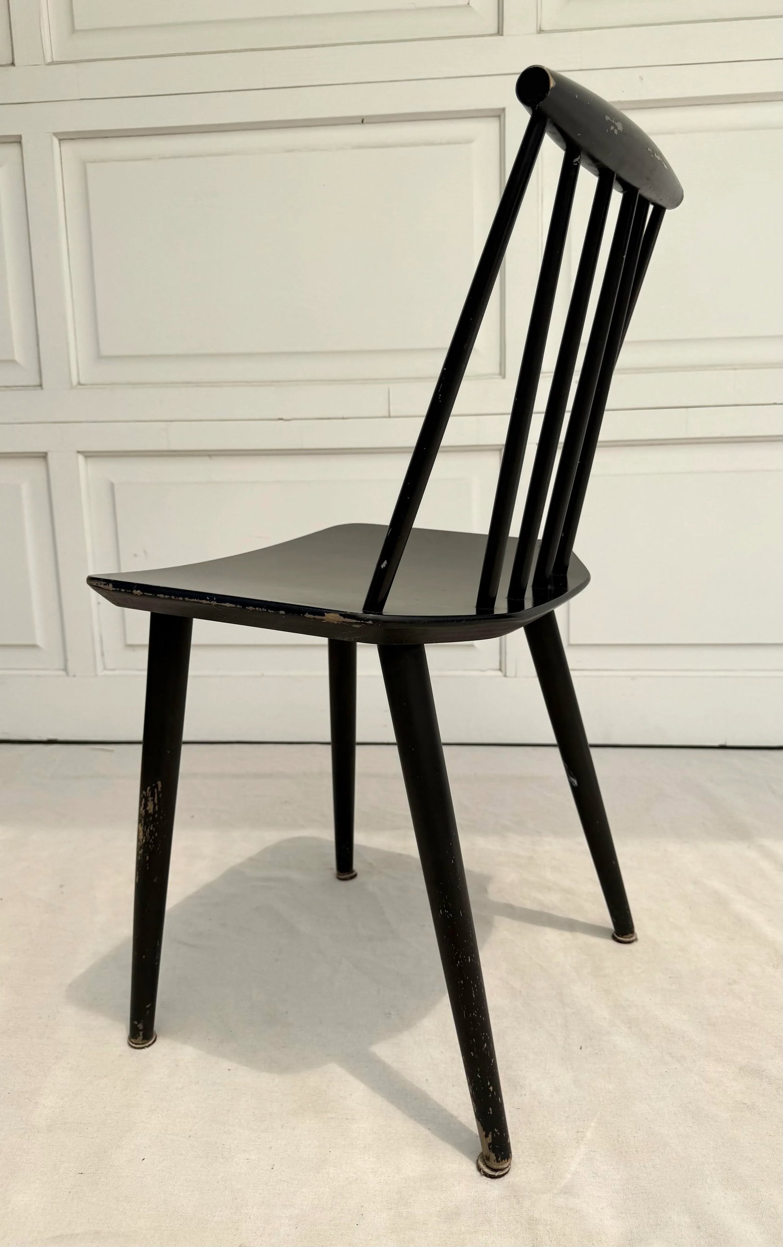 1960's Mid-Century Danish Modern Folke Palsson Model J77 Black Side Chair - 8