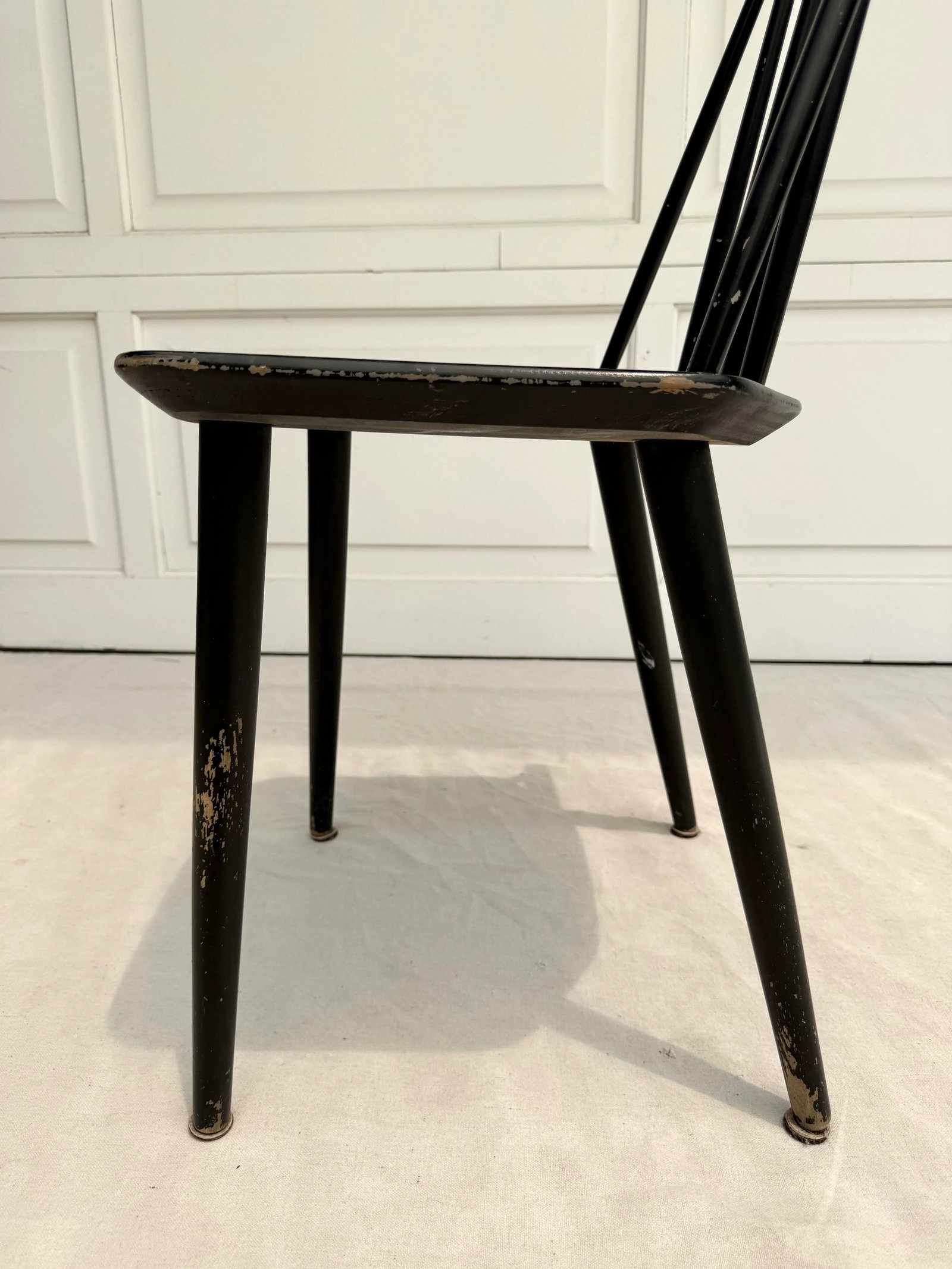 1960's Mid-Century Danish Modern Folke Palsson Model J77 Black Side Chair - 9