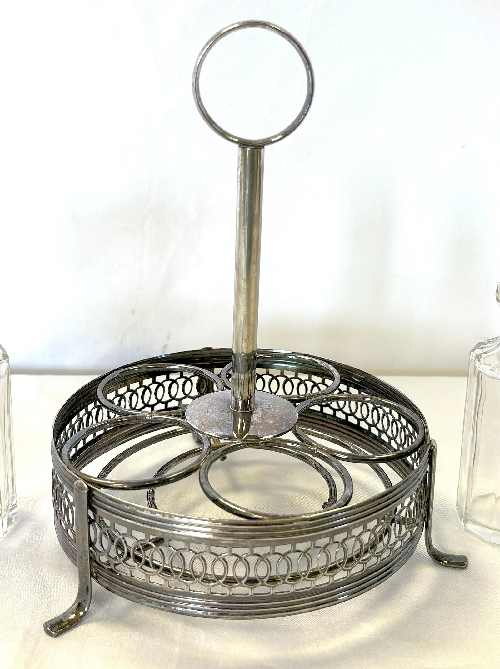 Vintage English Victorian Silverplate and Glass 11-Piece Cruet Caddy Set - 10