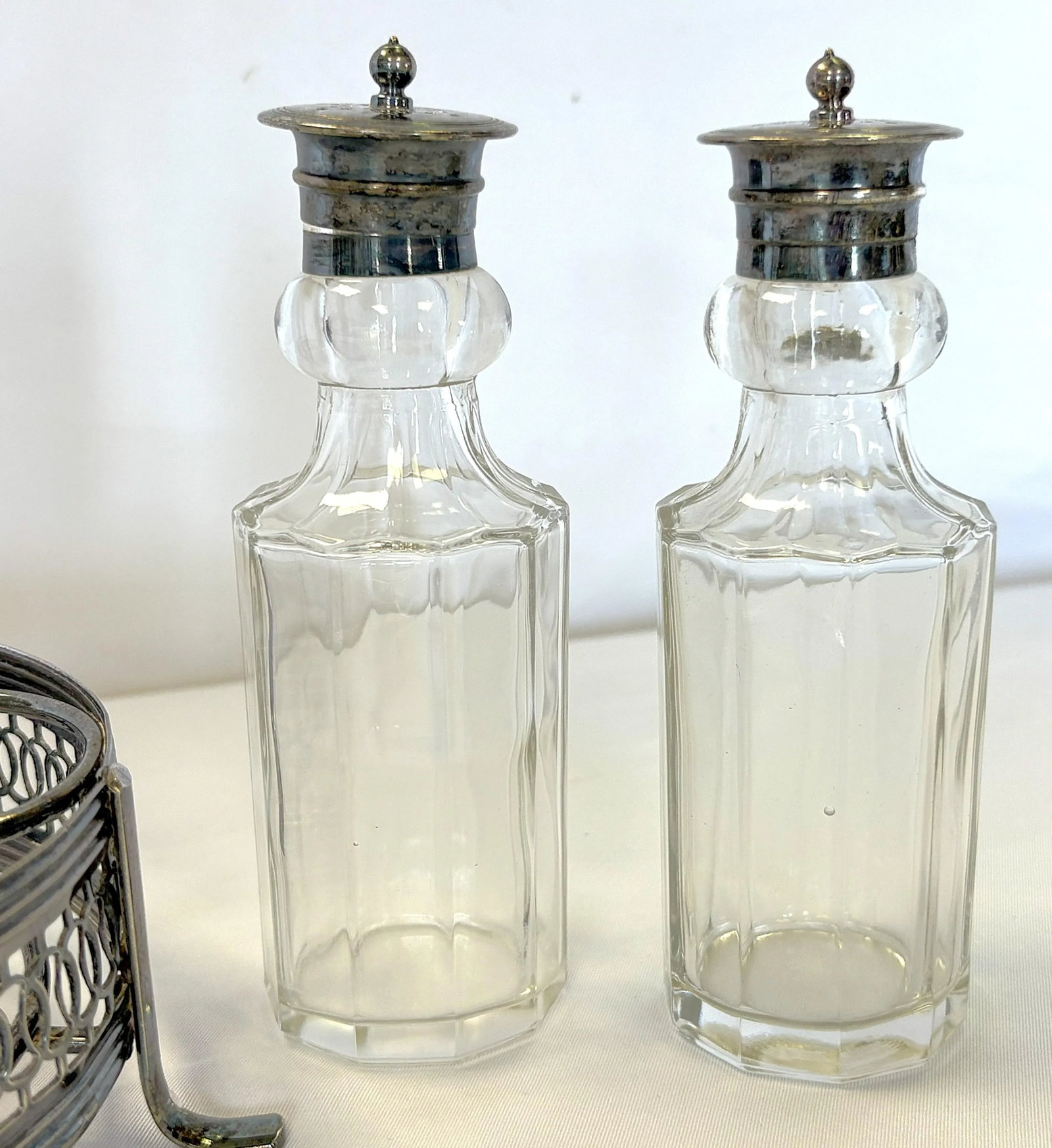 Vintage English Victorian Silverplate and Glass 11-Piece Cruet Caddy Set - 8