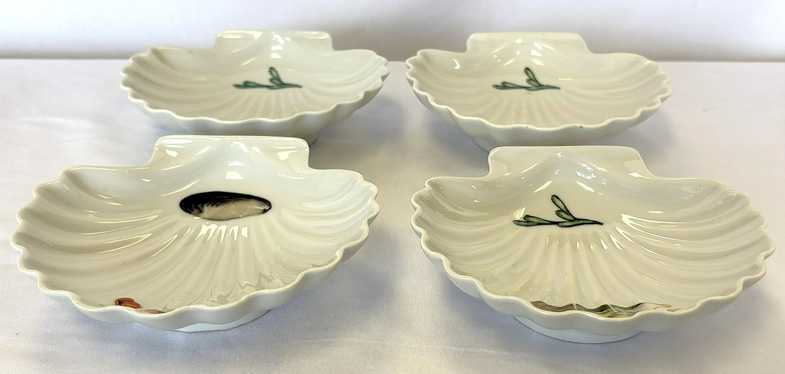 Vintage French Porcelain Clam Shell Dishes- Set of 4 - 3