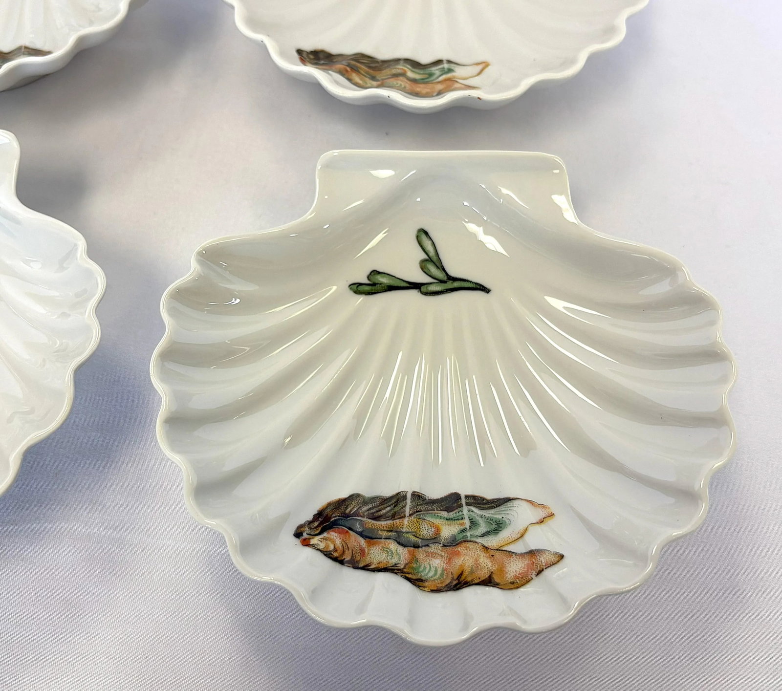 Vintage French Porcelain Clam Shell Dishes- Set of 4 - 4
