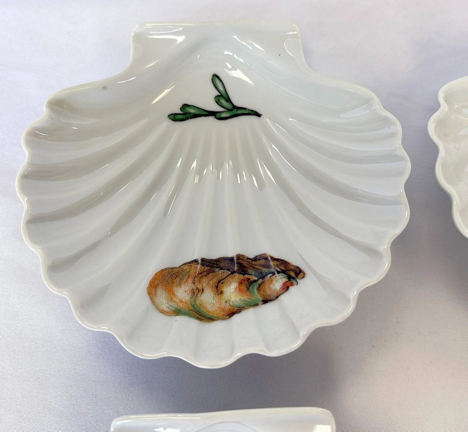 Vintage French Porcelain Clam Shell Dishes- Set of 4 - 5