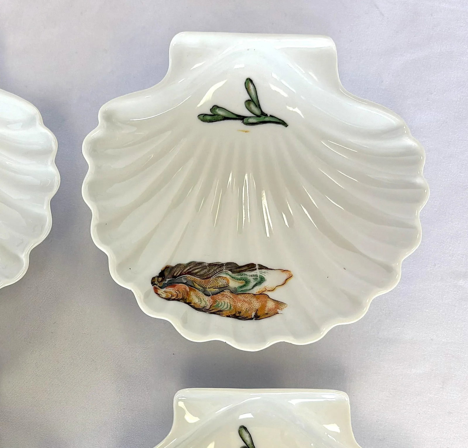 Vintage French Porcelain Clam Shell Dishes- Set of 4 - 7