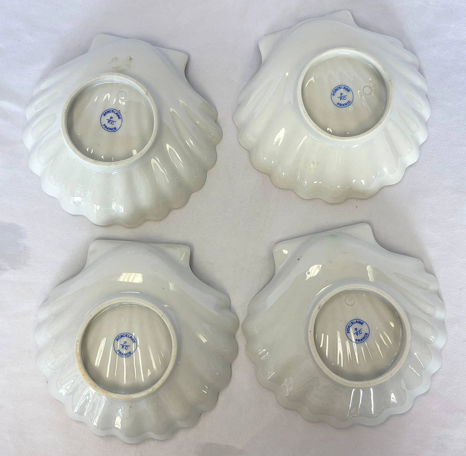 Vintage French Porcelain Clam Shell Dishes- Set of 4 - 9