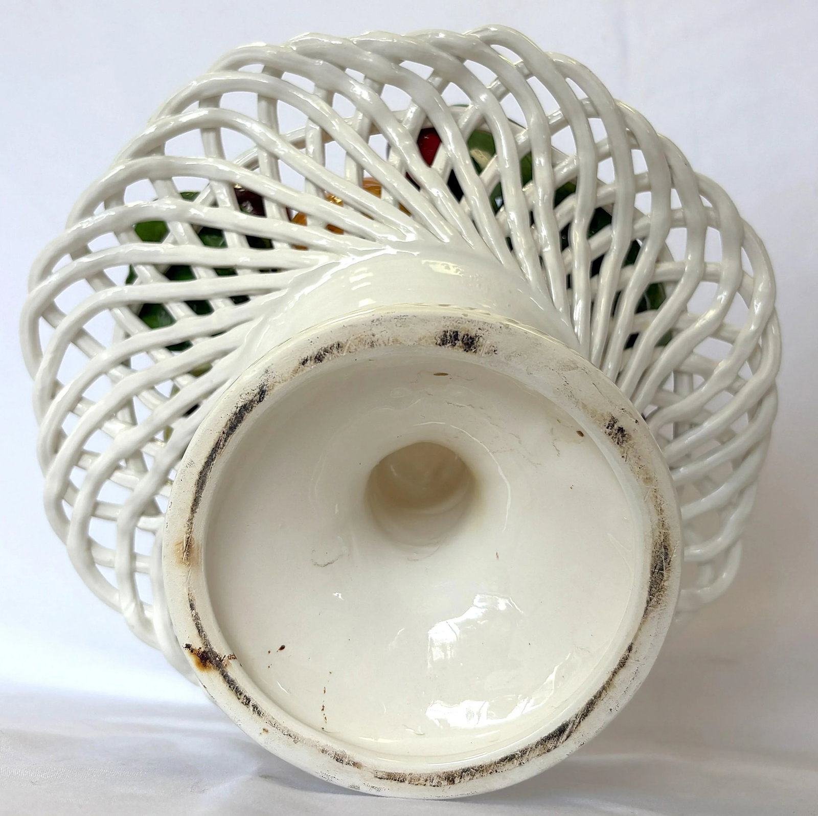 Vintage 'Bassono Ceramics of Italy' Majolica Pedestal Fruit Bowl - 10