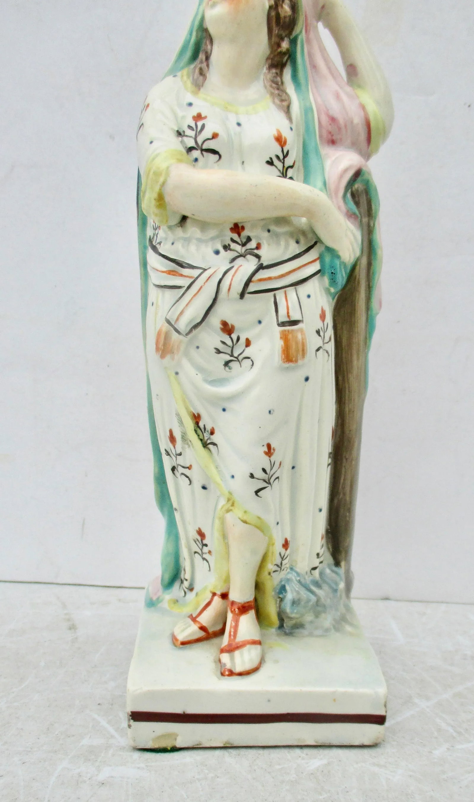 19th Century Staffordshire Pearlware Neoclassical Figure, Hope With an Anchor - 2