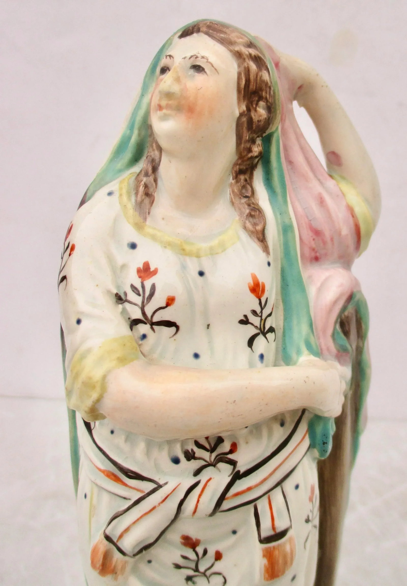 19th Century Staffordshire Pearlware Neoclassical Figure, Hope With an Anchor - 4