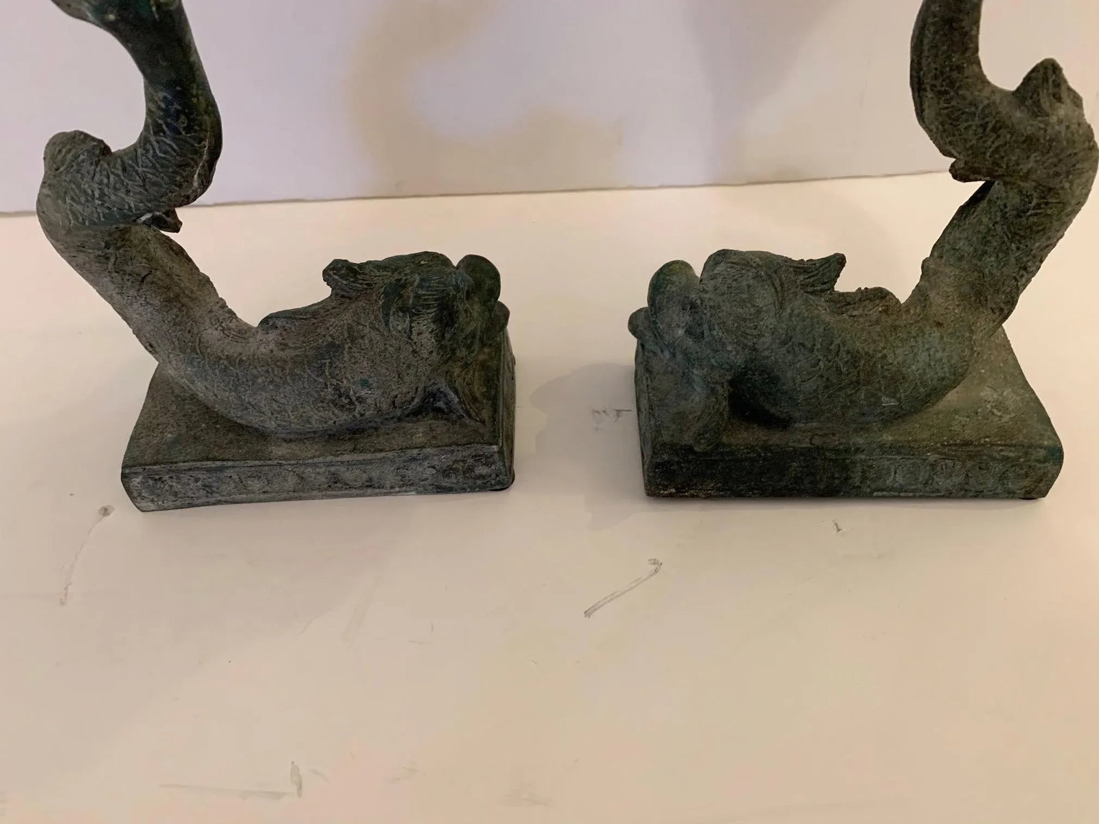 Lead Dolphin Motife Compotes -A Pair - 10