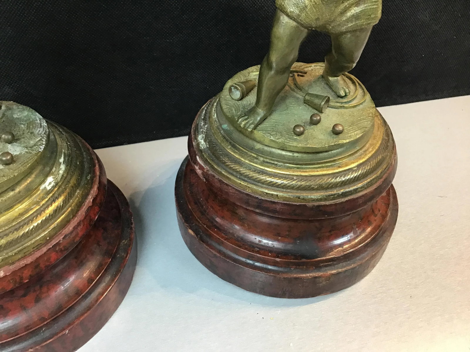 Late 19th Century Continental Bronze Boy Acrobat Candleholders- a Pair - 4