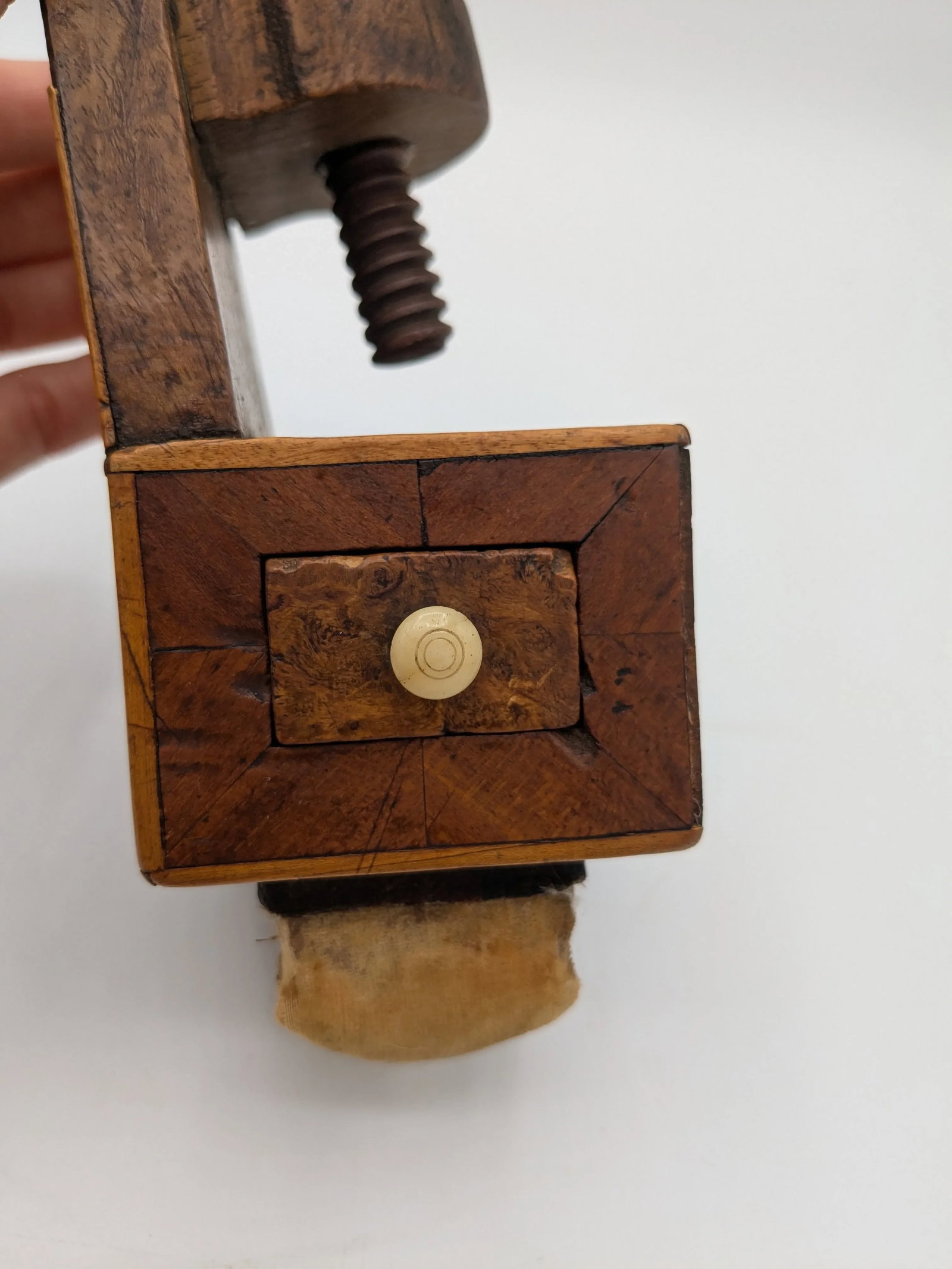 Victorian Bird's-Eye Maple Sewing Clamp Pin Cushion With Drawer | 19th Century Antique Sewing Bird - 12