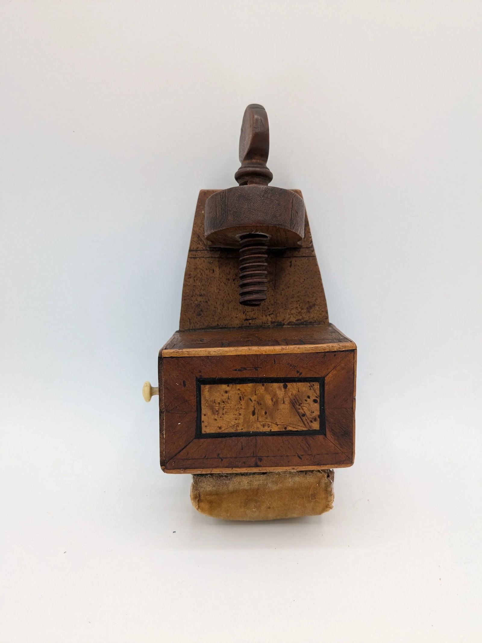 Victorian Bird's-Eye Maple Sewing Clamp Pin Cushion With Drawer | 19th Century Antique Sewing Bird - 2
