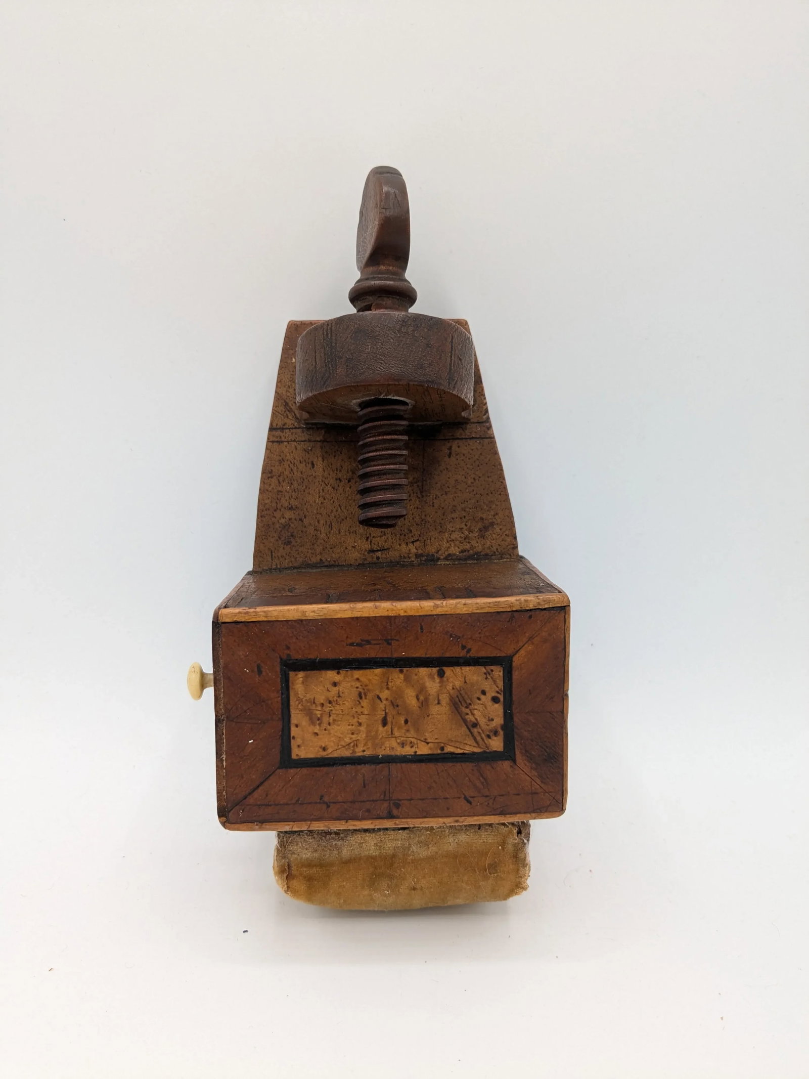 Victorian Bird's-Eye Maple Sewing Clamp Pin Cushion With Drawer | 19th Century Antique Sewing Bird - 4