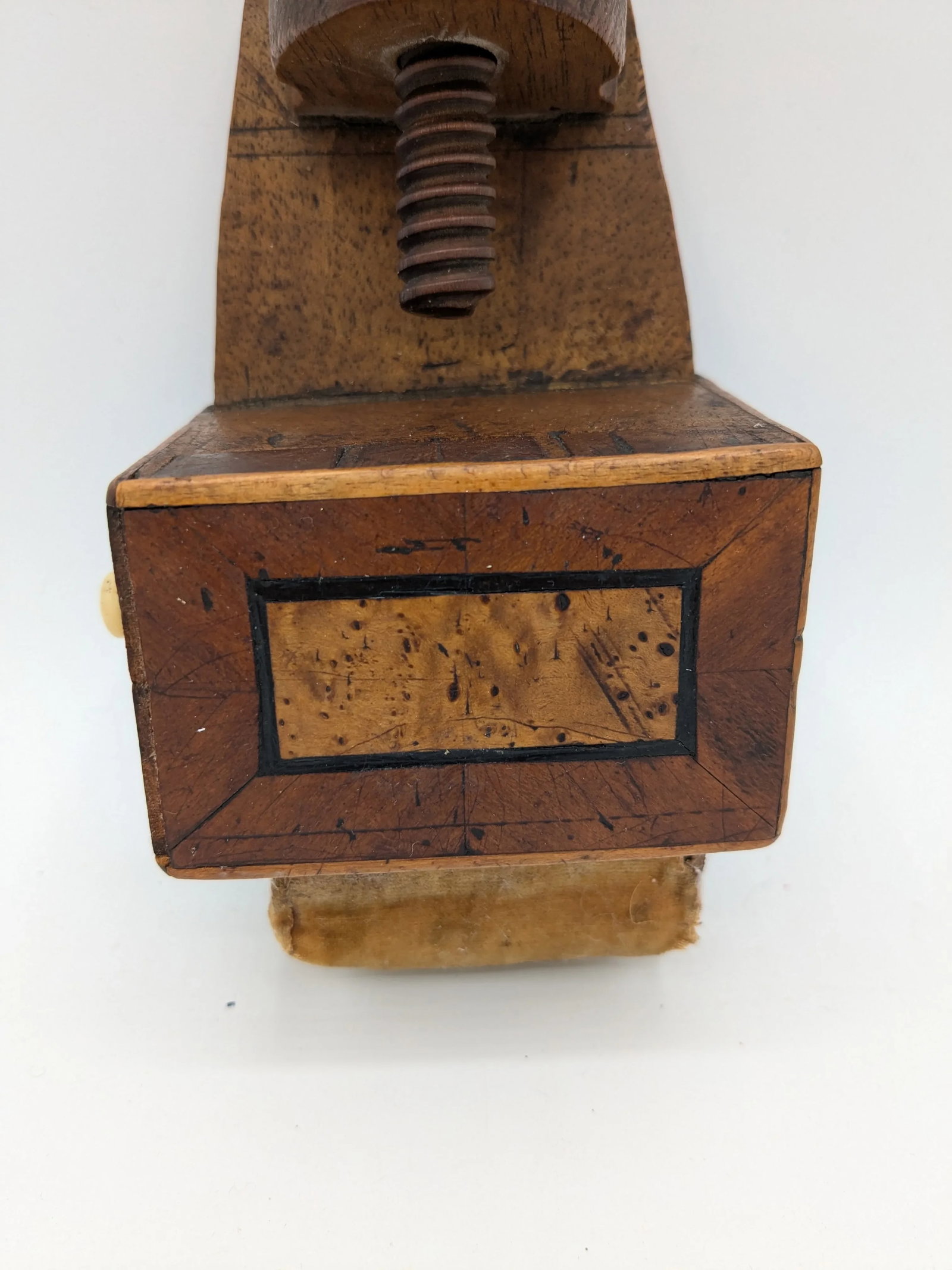 Victorian Bird's-Eye Maple Sewing Clamp Pin Cushion With Drawer | 19th Century Antique Sewing Bird - 6