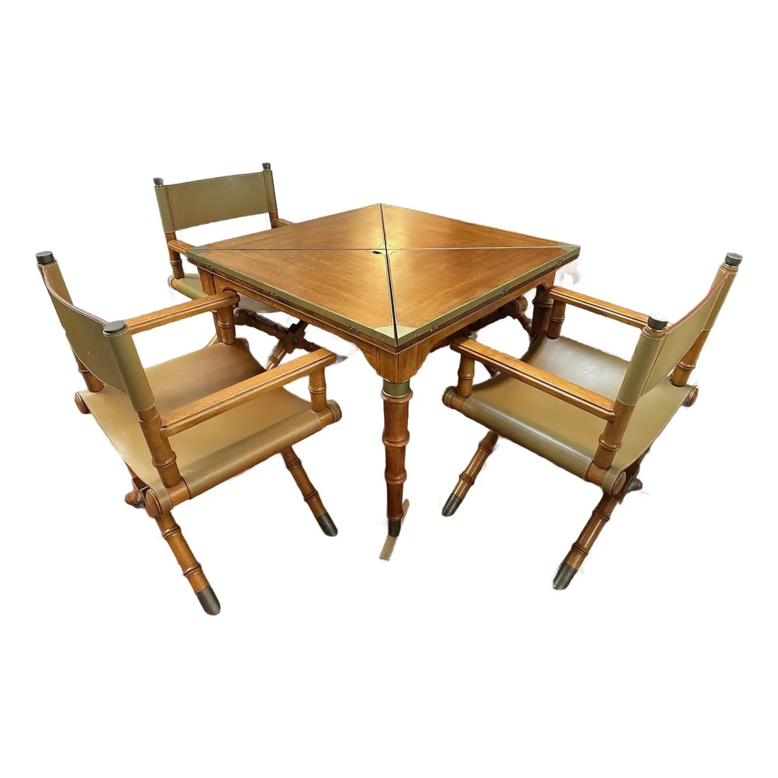 Leather and Wood Mid Century Modern Director's Chairs -Set of 4 - 2
