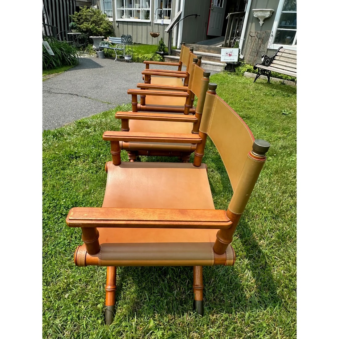 Leather and Wood Mid Century Modern Director's Chairs -Set of 4 - 4