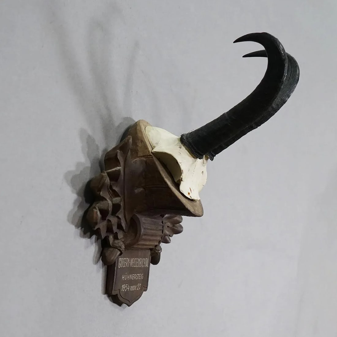 Large Chamois Trophy on Carved Plaque, Austria 1954 - 2
