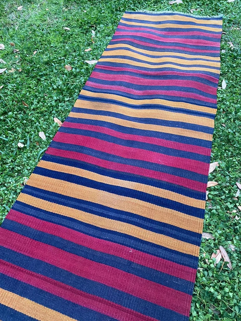 Turkish Handmade Striped Kilim Runner - 3