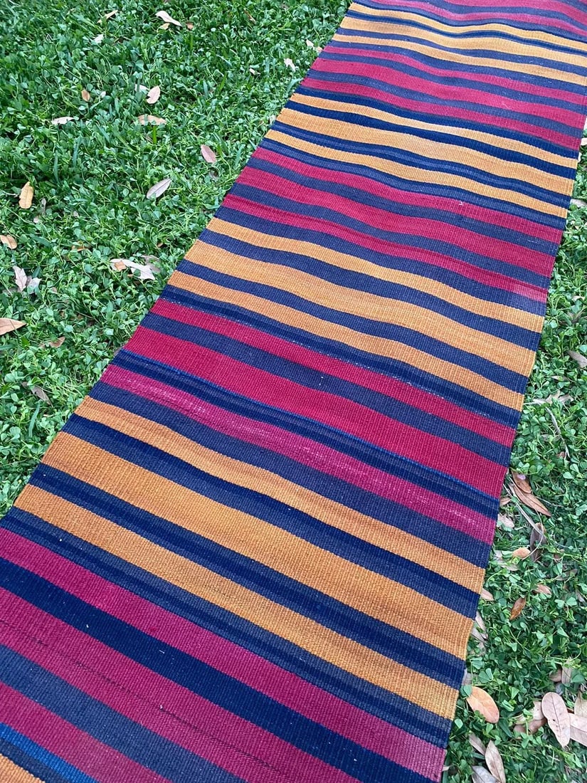 Turkish Handmade Striped Kilim Runner - 4