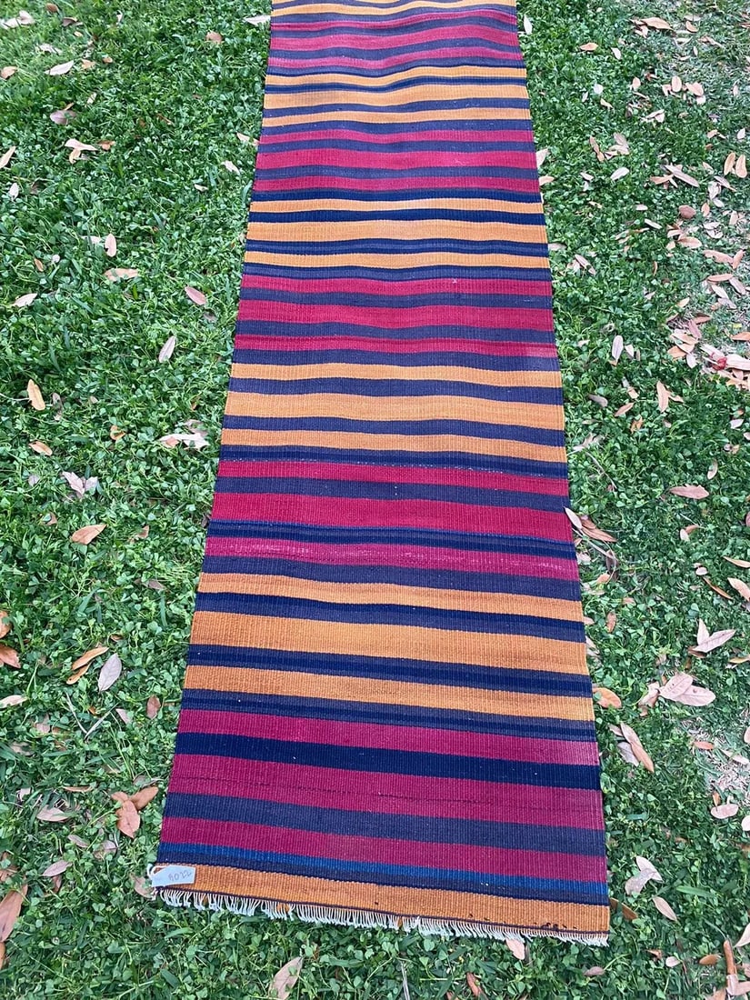 Turkish Handmade Striped Kilim Runner - 6