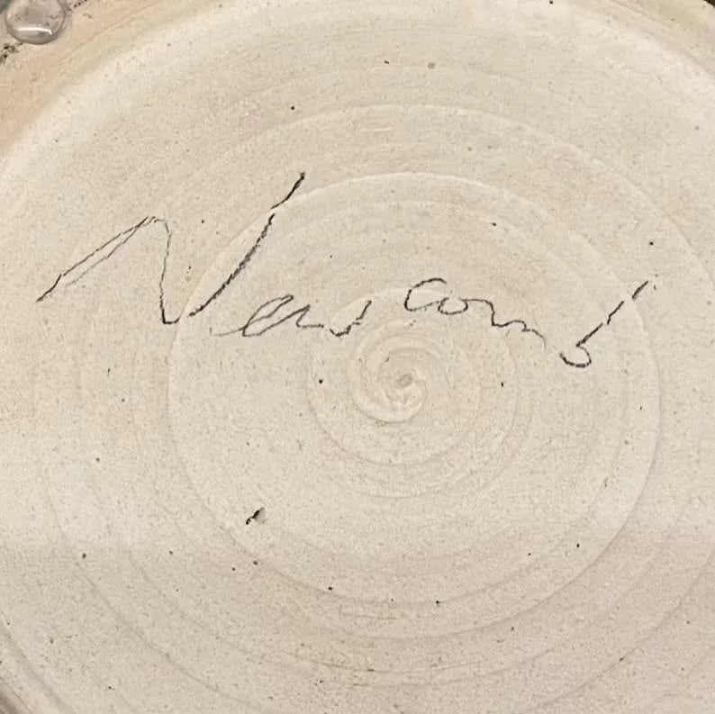 Signed Studio Pottery Bowl With Calligraphic Brushwork - 5