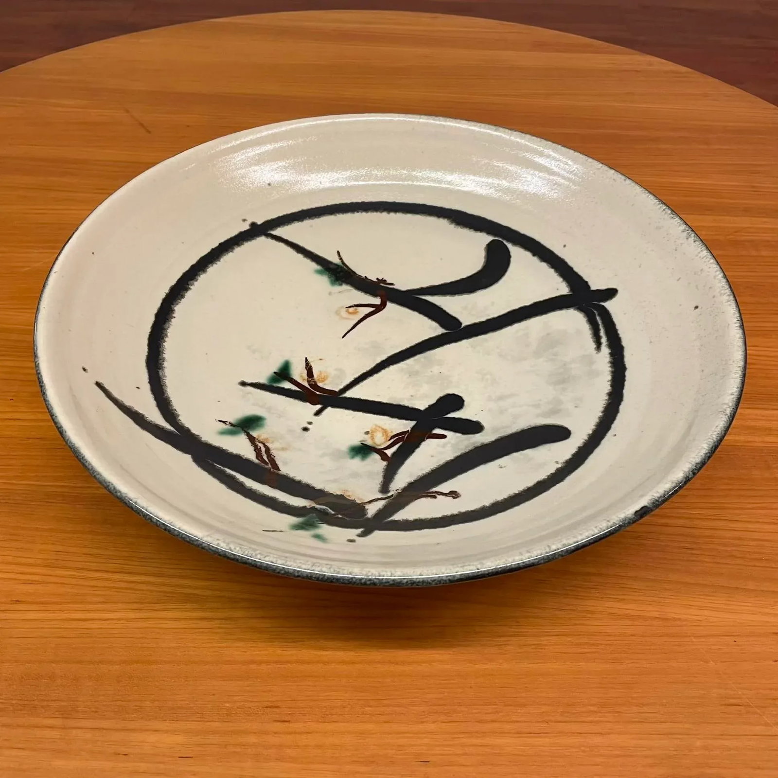 Signed Studio Pottery Bowl With Calligraphic Brushwork - 6