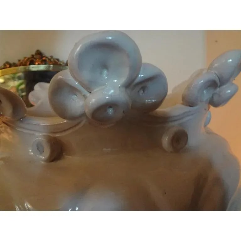 20th Century Italian White Glazed Terracotta Bust Jardinieres-a Pair - 11