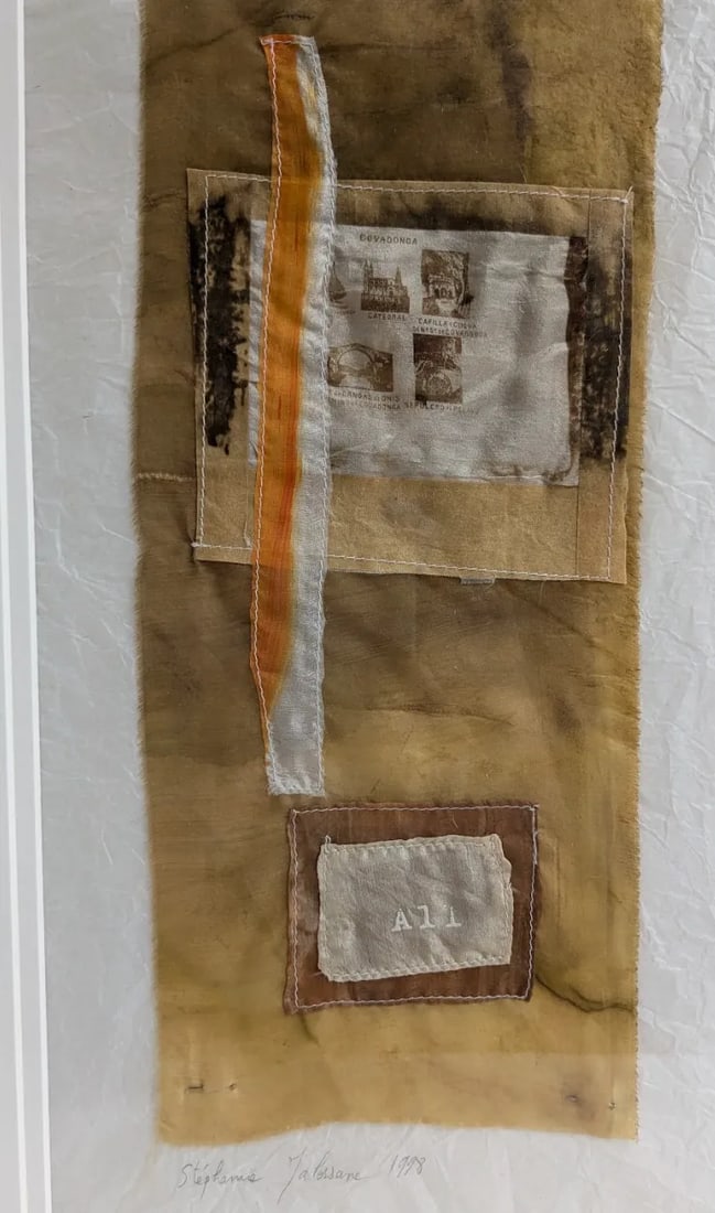 Framed Mixed-Media Textile Collage by Stéphanie Malossane "Covadonga" - 2