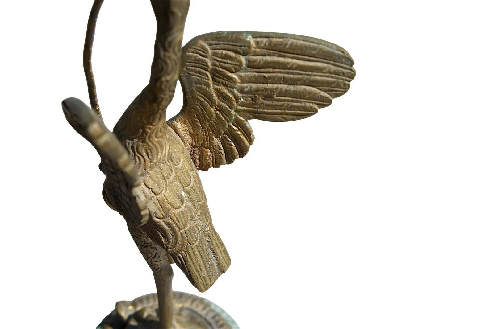 19th Century Chinese Bronze-Crane Holding Snake on Turtle - 2