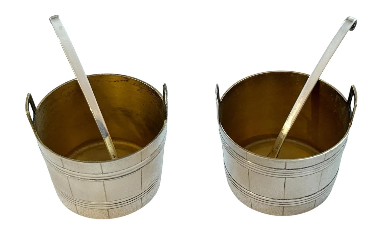 Tiffany & Co Antique Sterling Basket Form Salt Cellars With Spoons - 2