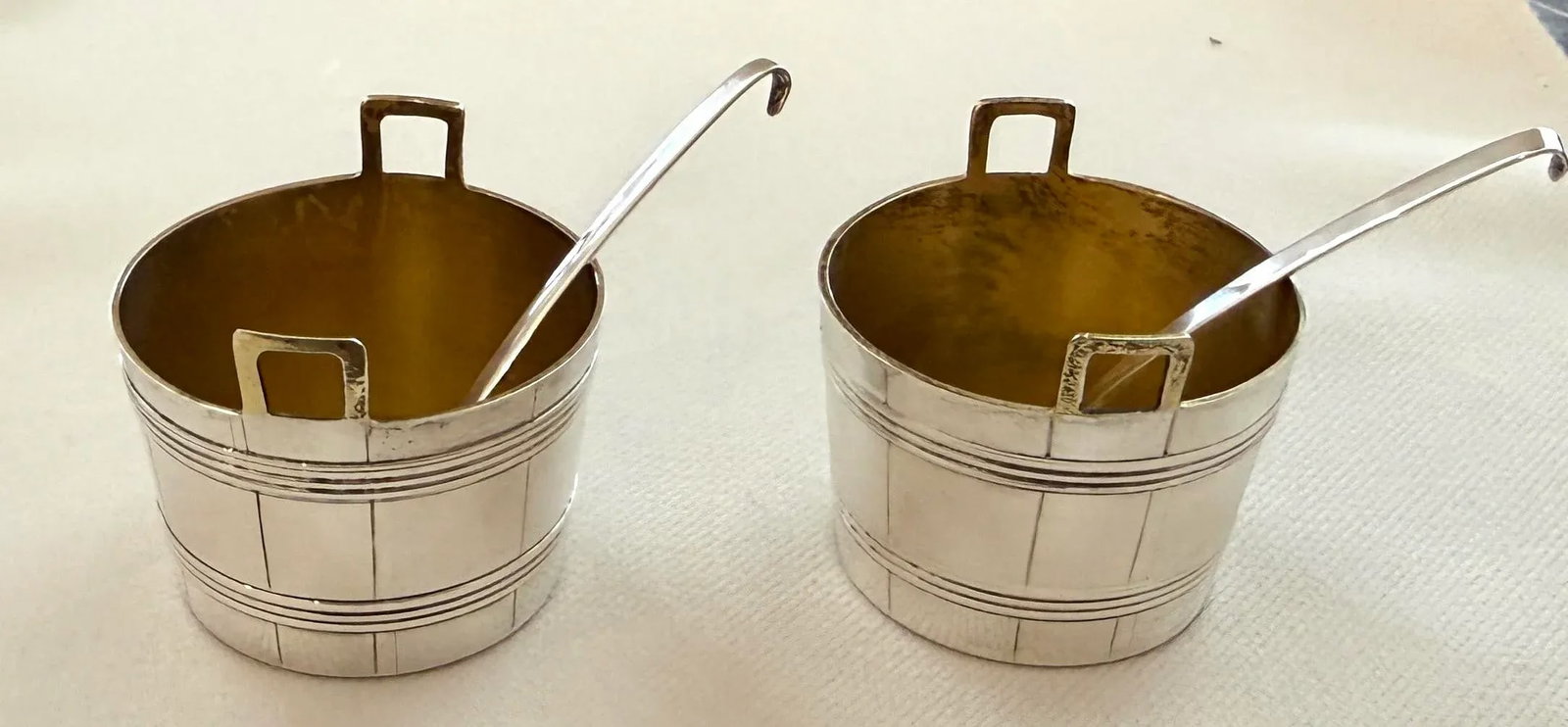 Tiffany & Co Antique Sterling Basket Form Salt Cellars With Spoons - 4
