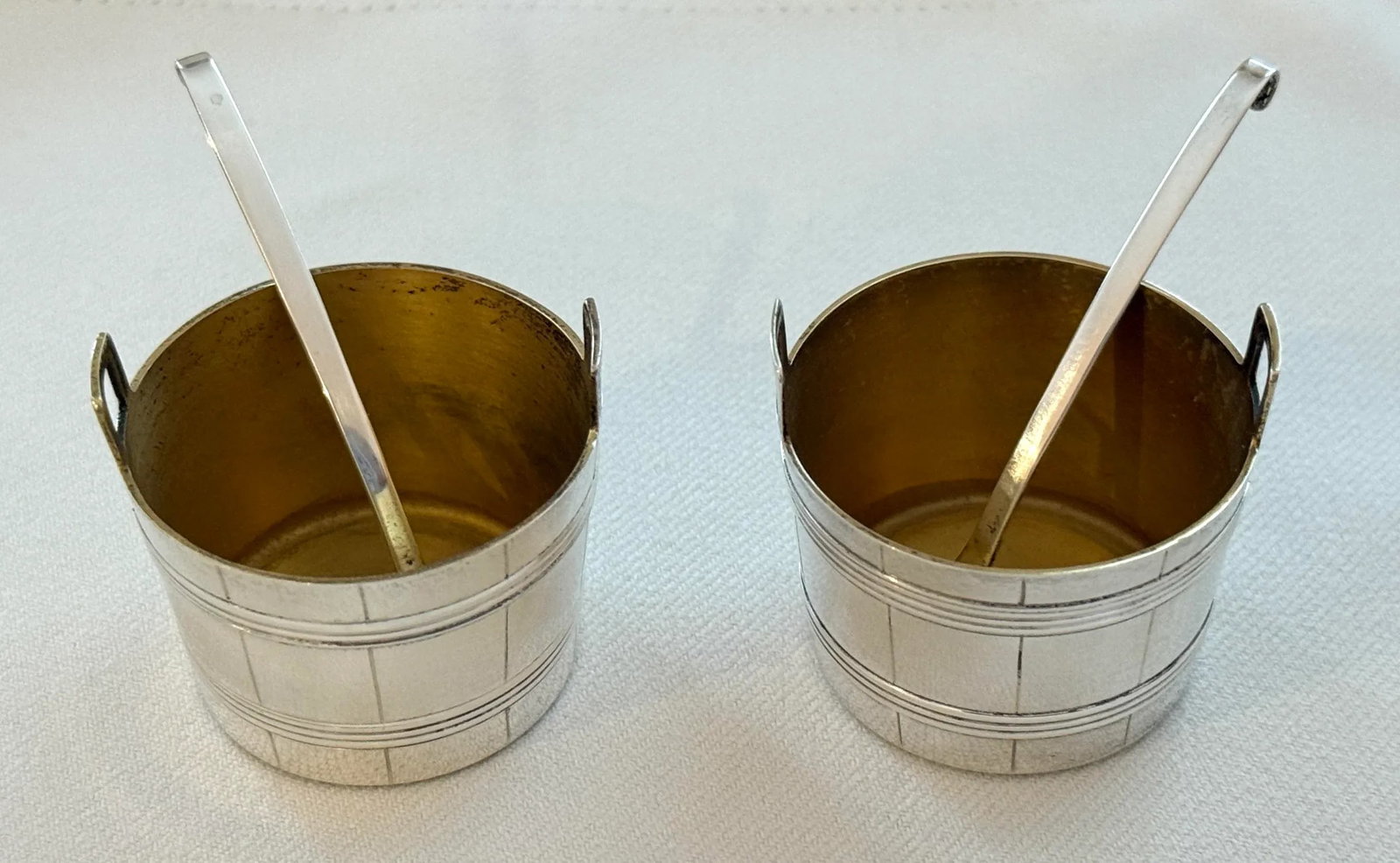 Tiffany & Co Antique Sterling Basket Form Salt Cellars With Spoons - 7